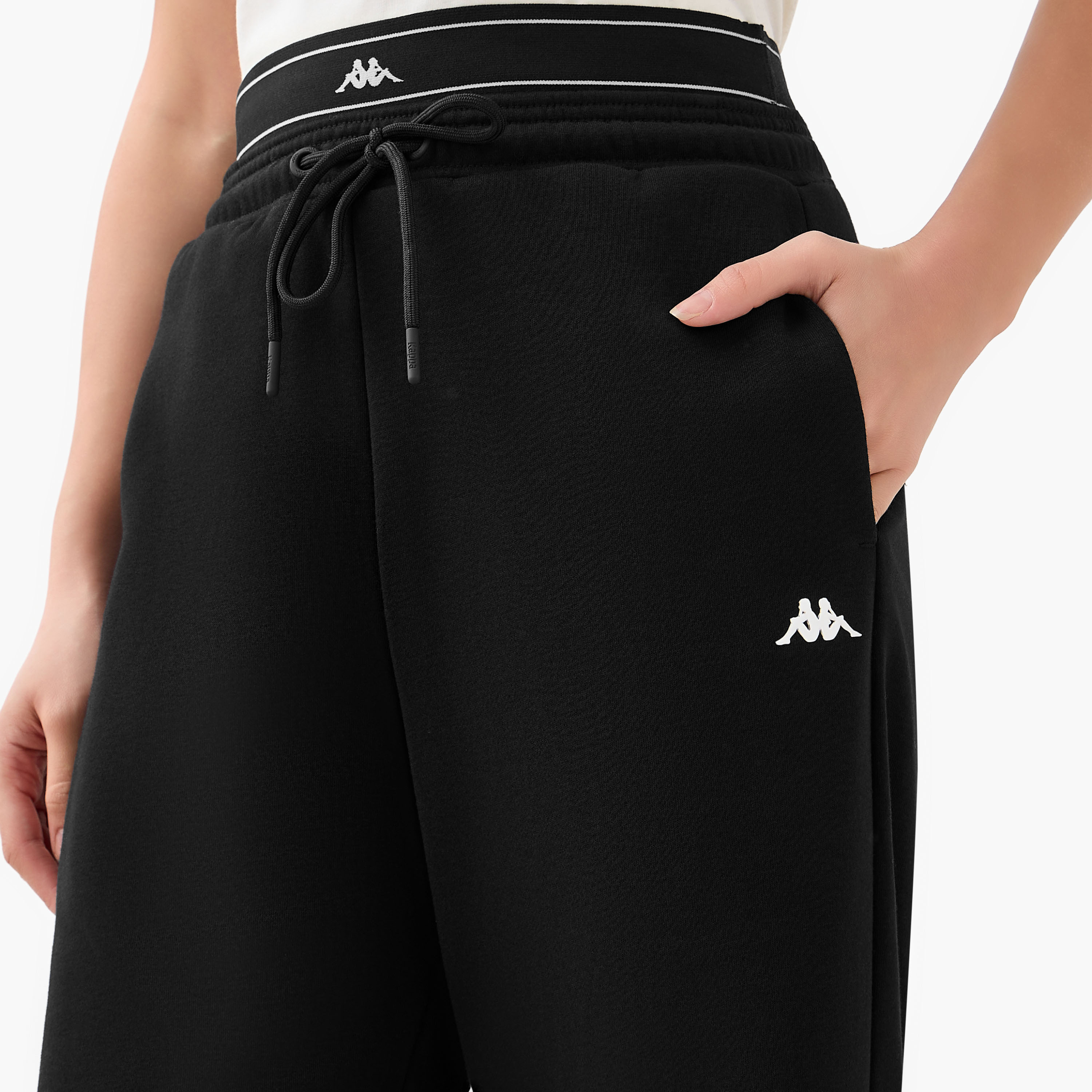 Kappa Slit Accent Flared Track Pants with Pockets-women-clothing-bottoms-joggers-image-4