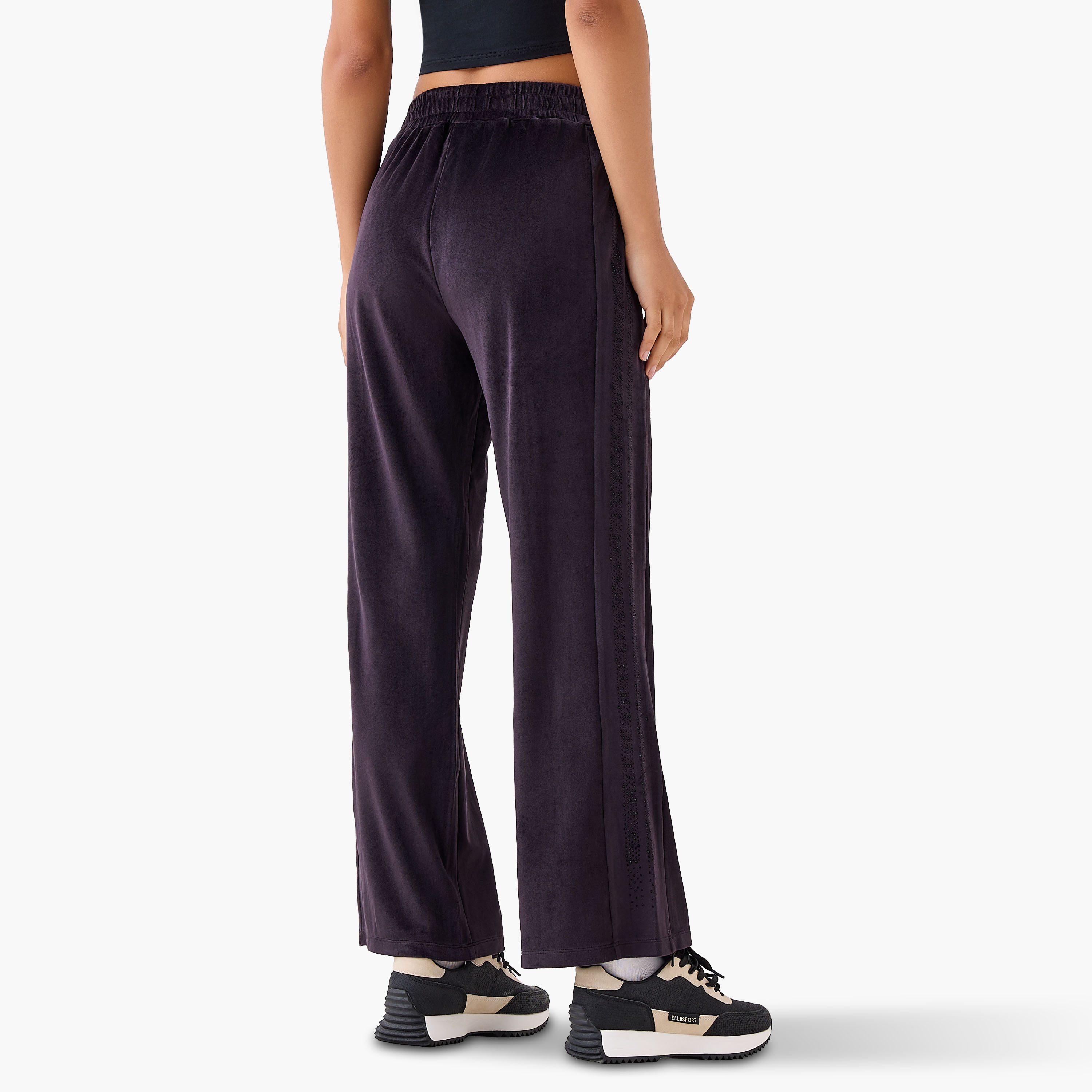 Kappa Embellished Velour Regular Fit Track Pants with Pockets-women-clothing-coordsets-image-3