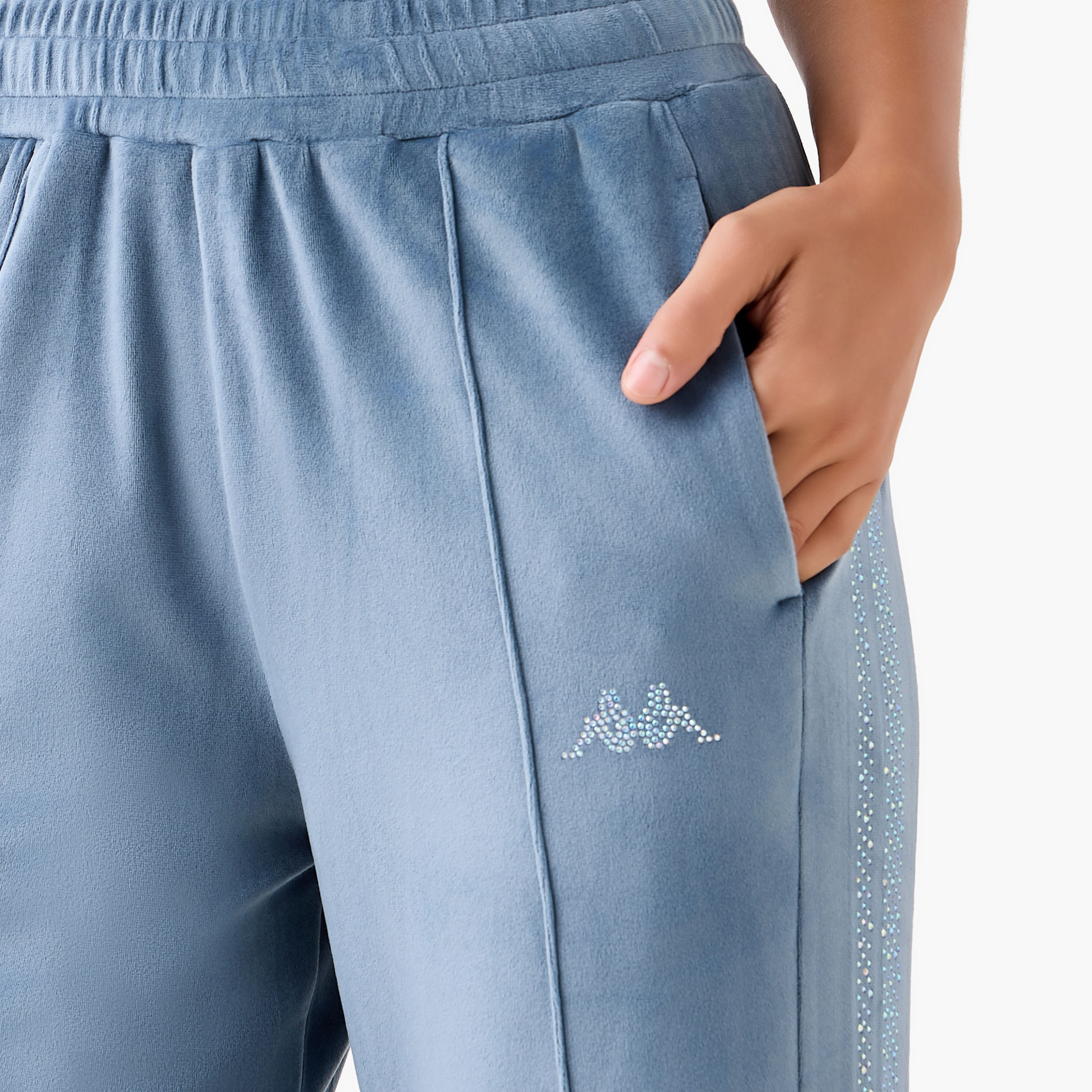 Kappa Embellished Velour Regular Fit Track Pants with Pockets-women-clothing-coordsets-image-3