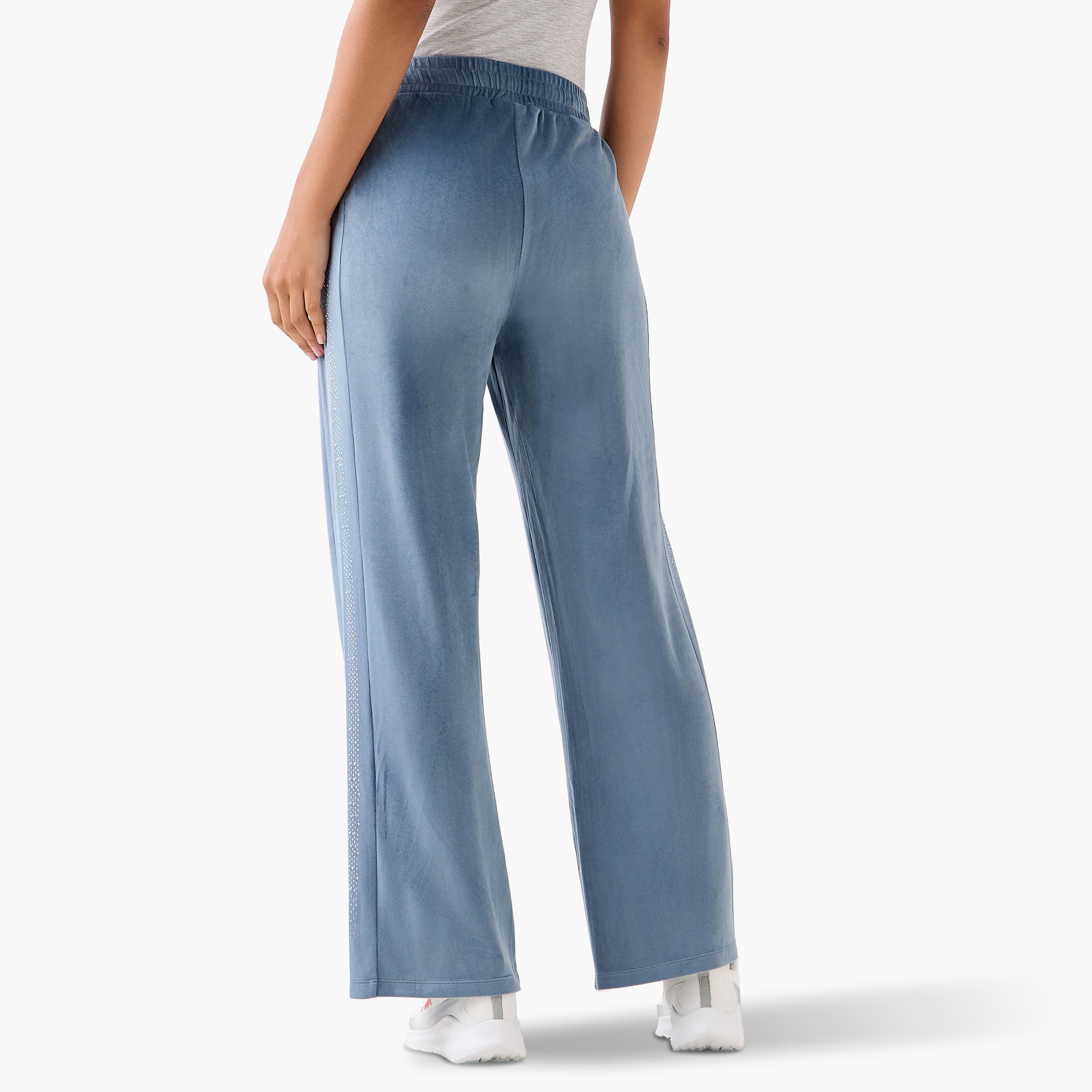 Kappa Embellished Velour Regular Fit Track Pants with Pockets-women-clothing-coordsets-image-4