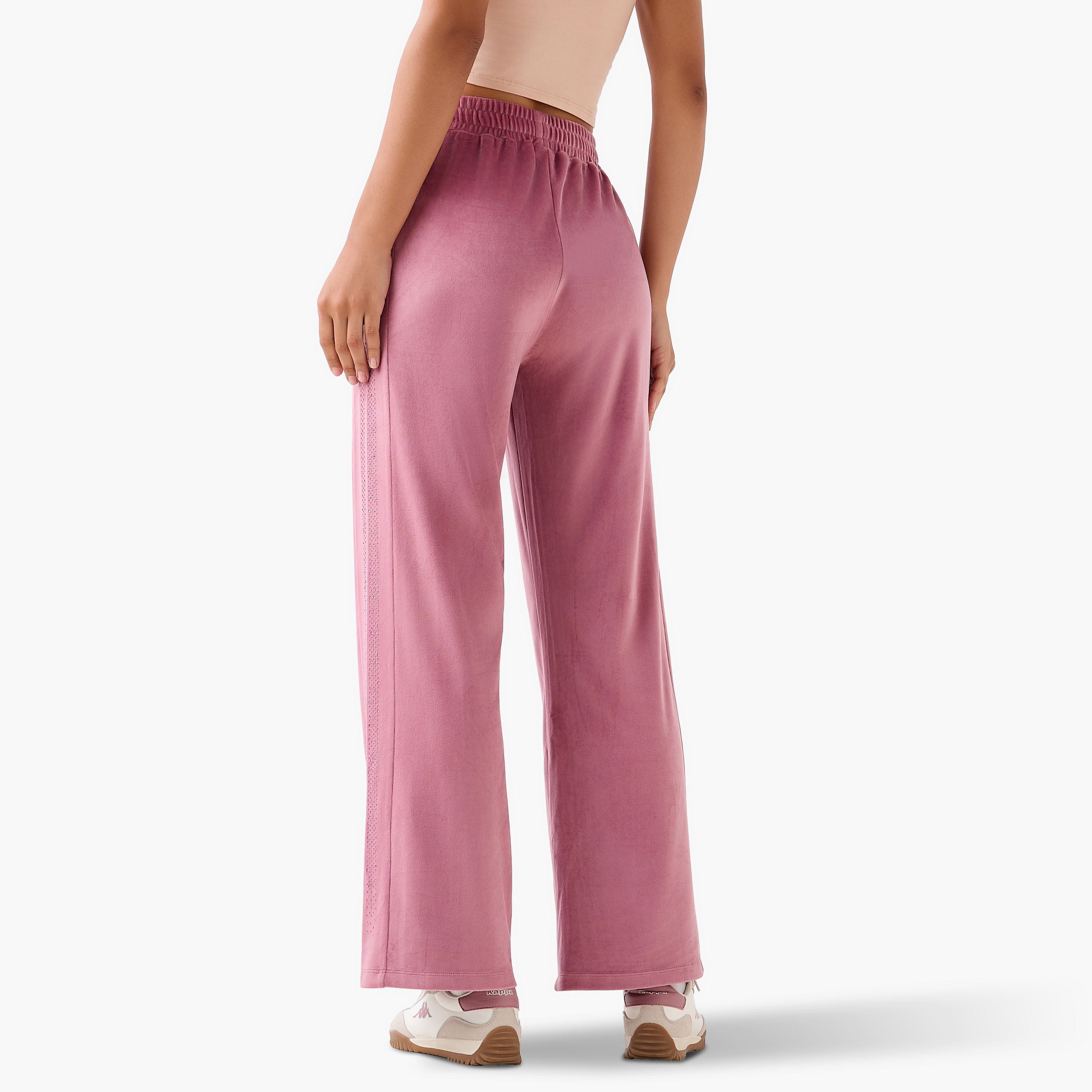 Kappa Embellished Velour Regular Fit Track Pants with Pockets-women-clothing-coordsets-image-3
