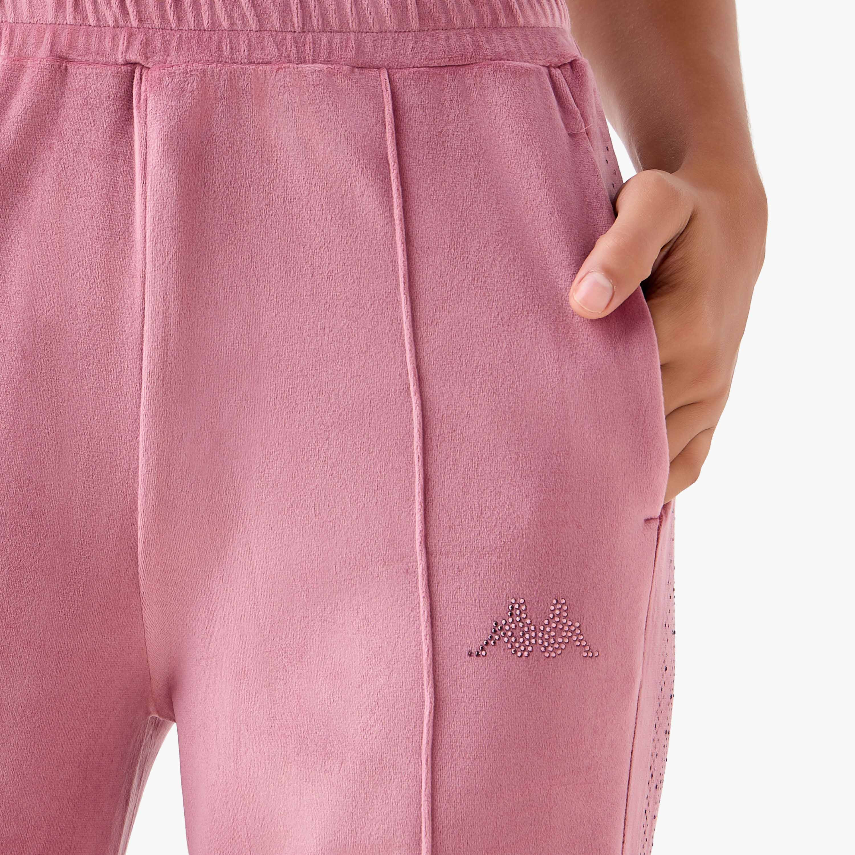 Kappa Embellished Velour Regular Fit Track Pants with Pockets-women-clothing-coordsets-image-4