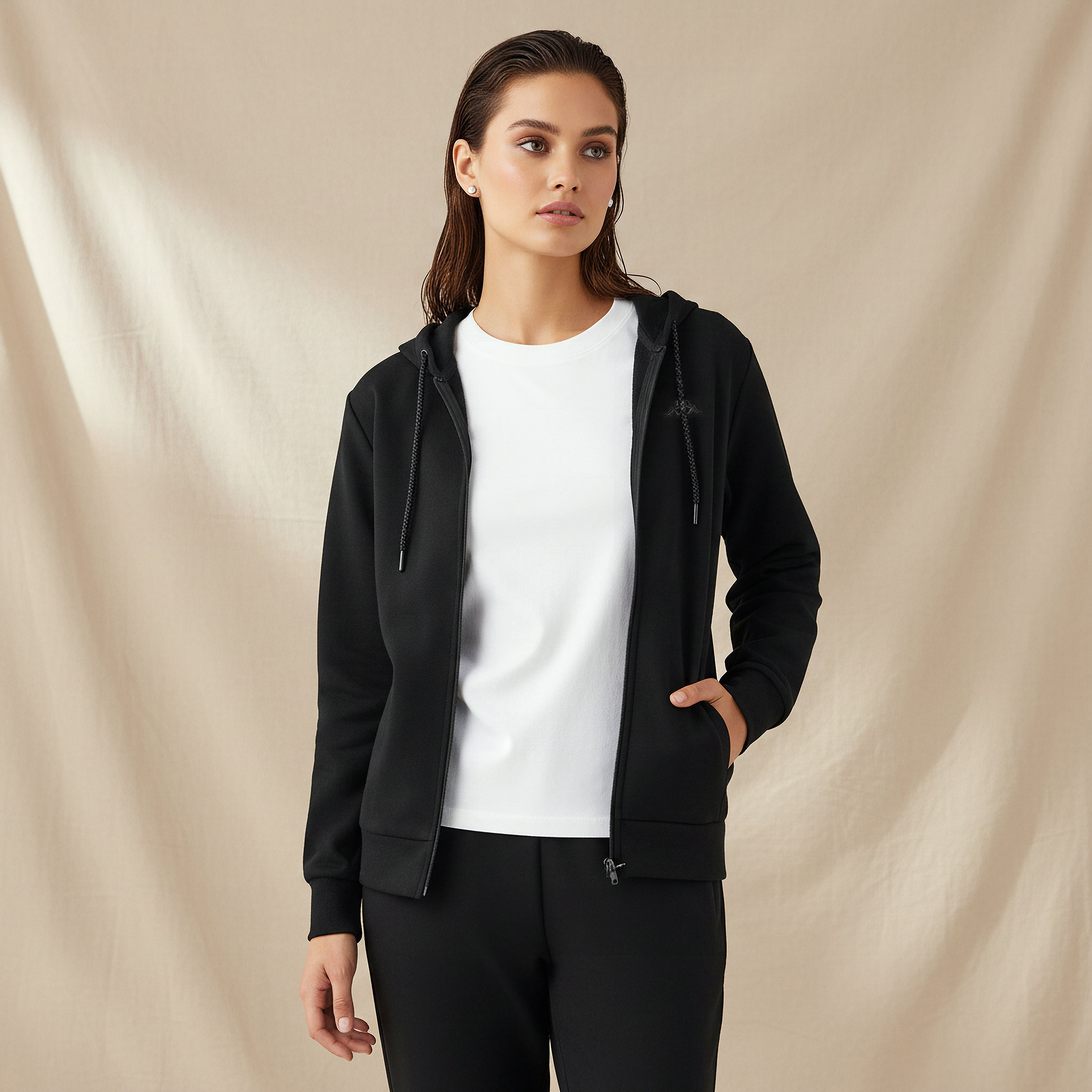 Kappa Women Zip Closure Hooded Sweatshirt-women-clothing-coordsets-image-1