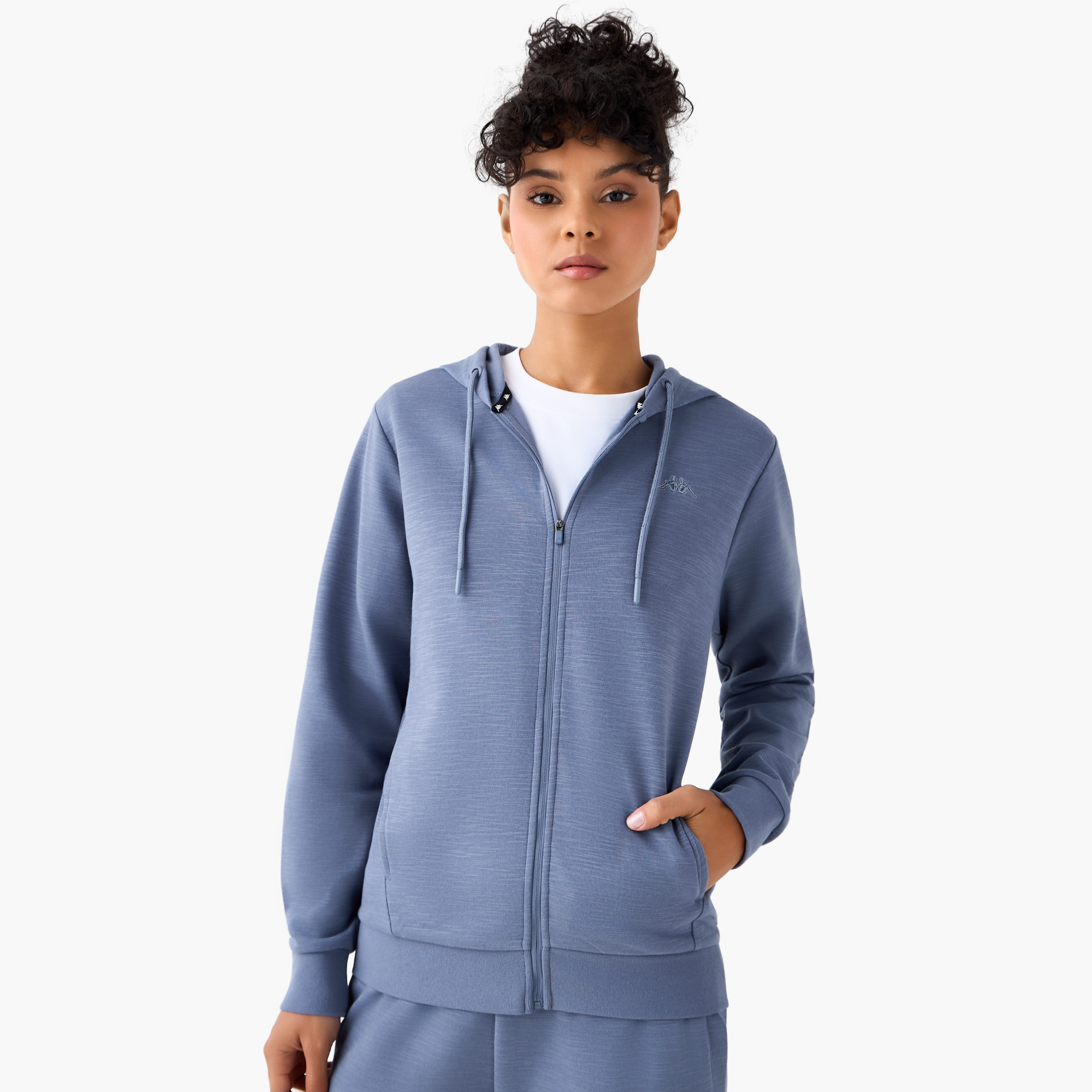 سويت شيرت بقبعة وسحاب إغلاق للنساء من كابا-women-clothing-coordsets-image-3