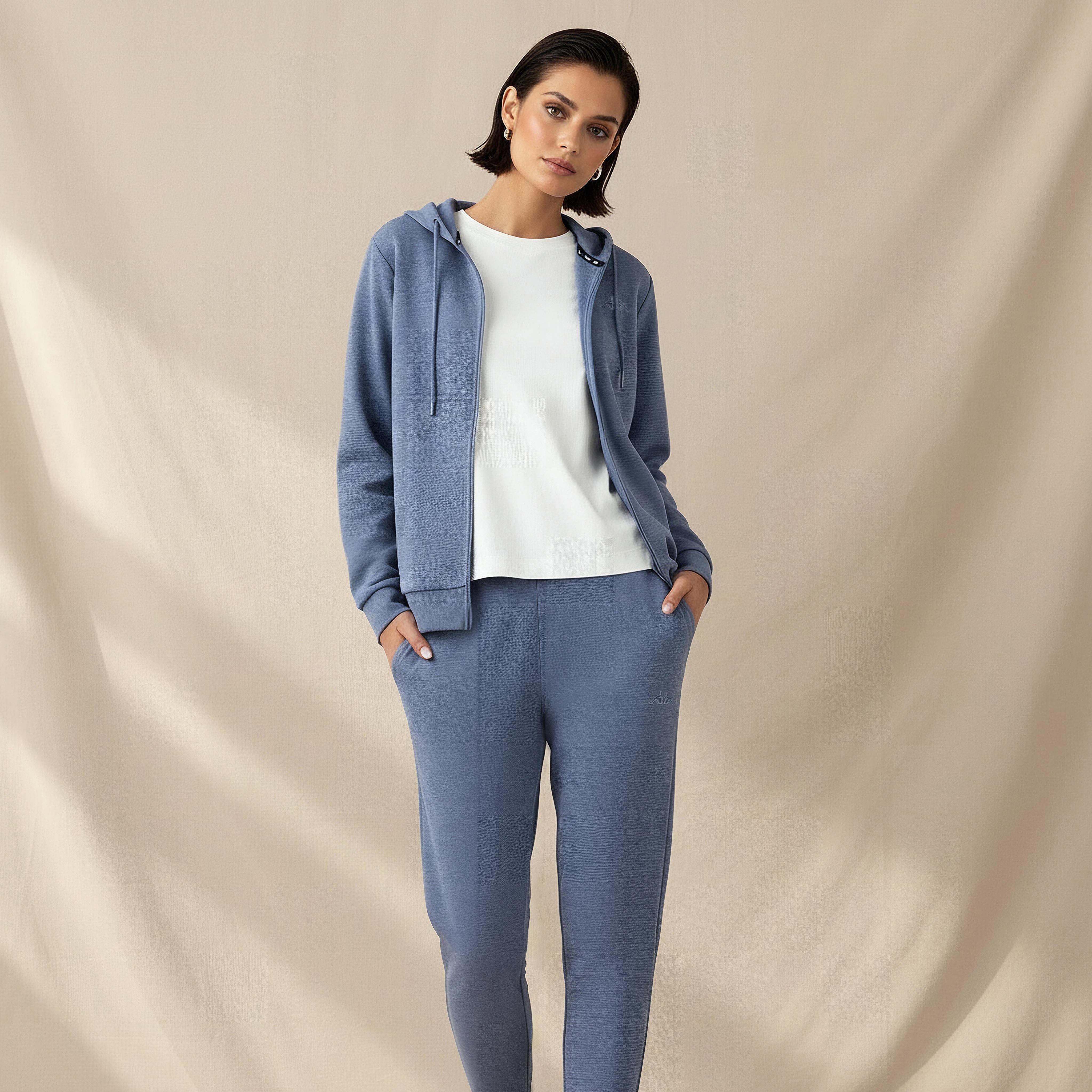 سويت شيرت بقبعة وسحاب إغلاق للنساء من كابا-women-clothing-coordsets-image-2