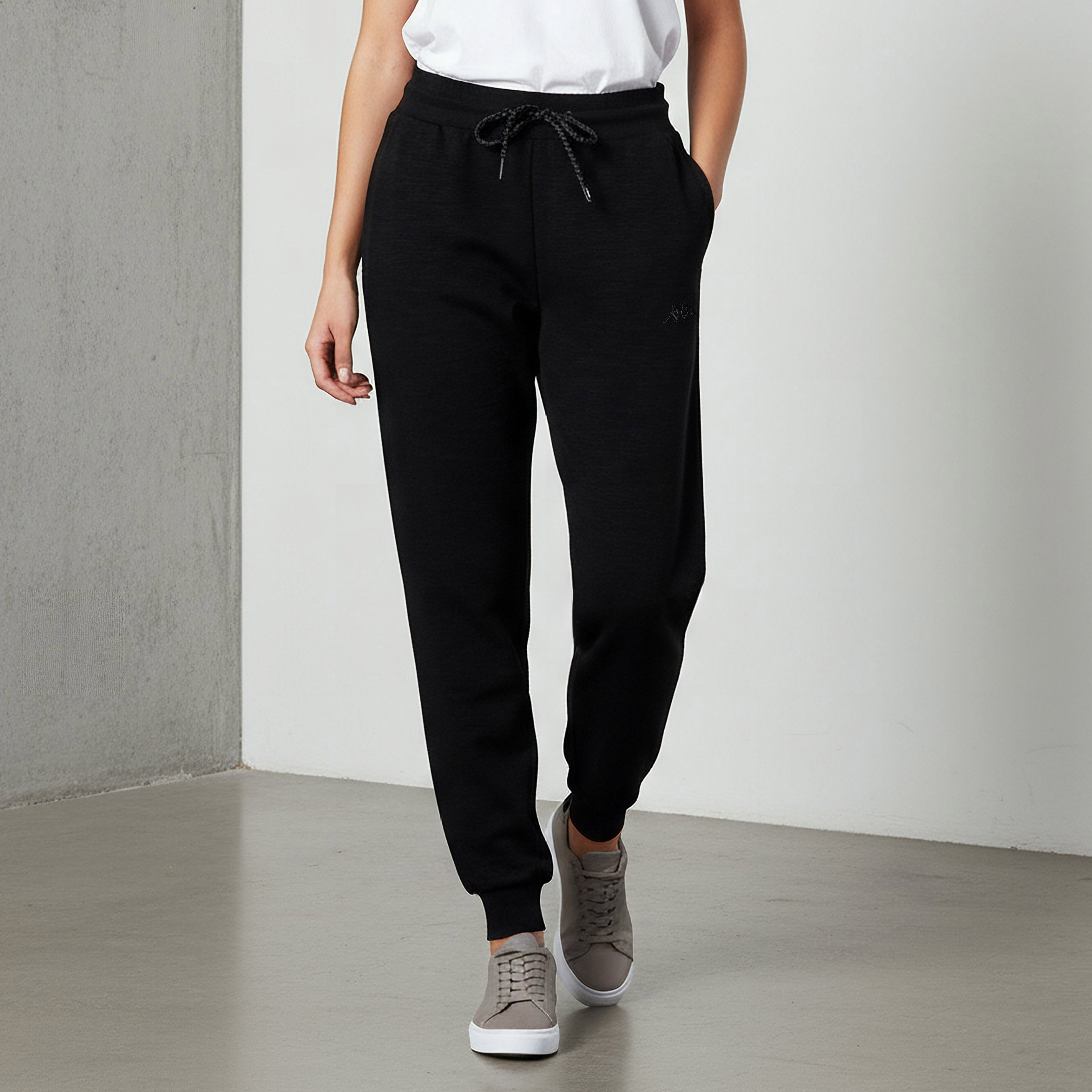 Kappa Logo Embroidered Regular Fit Joggers with Pockets-women-clothing-bottoms-joggers-image-1