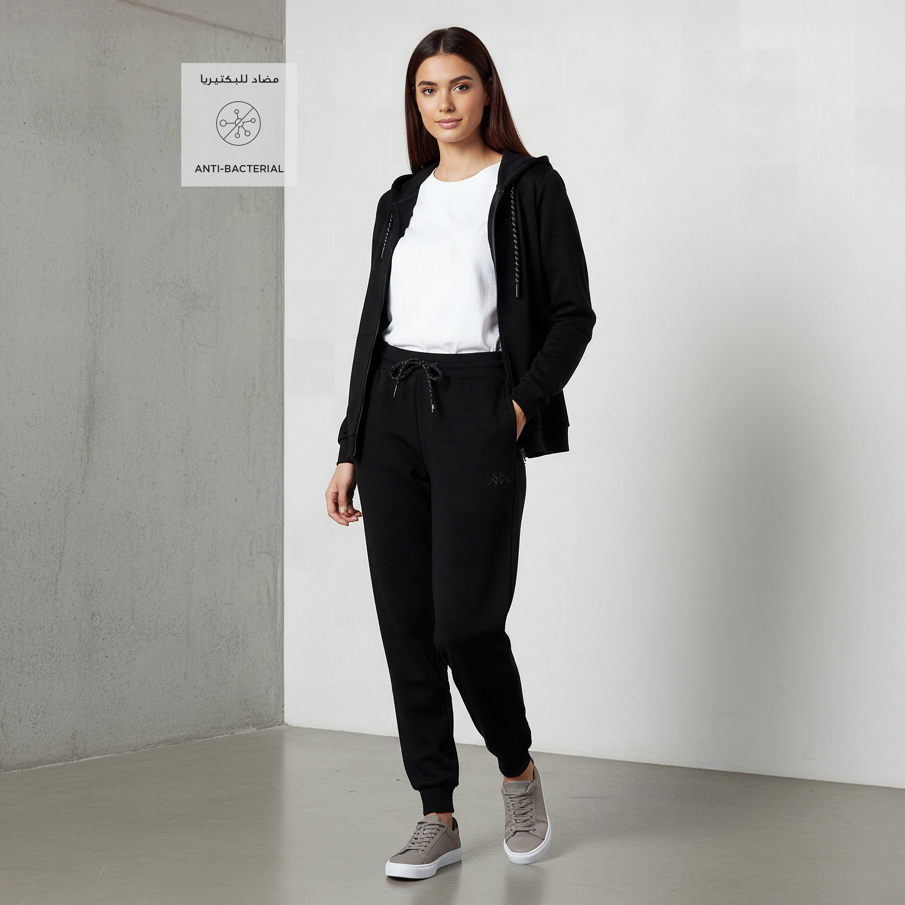 Kappa Logo Embroidered Regular Fit Joggers with Pockets-women-clothing-bottoms-joggers-image-2