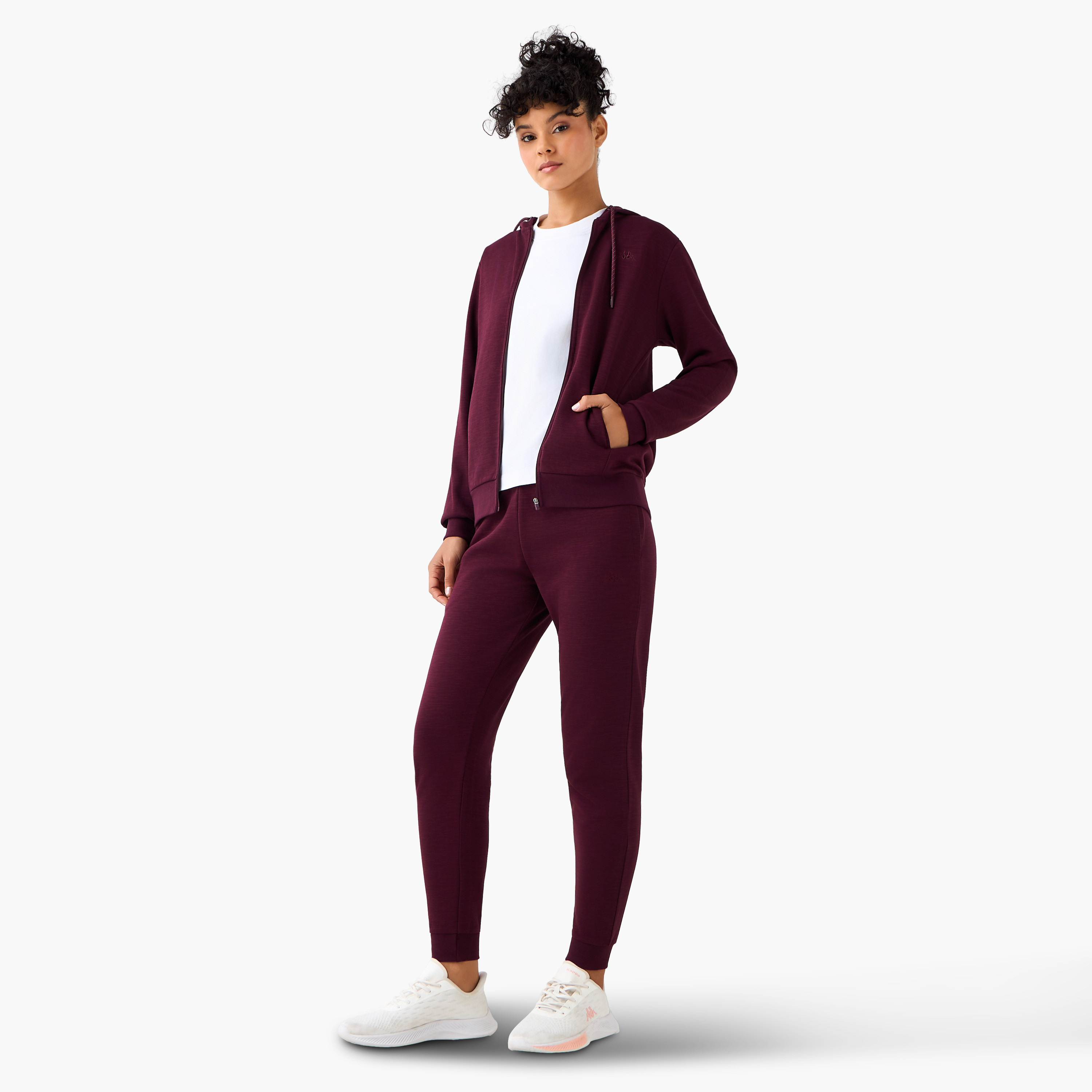 هودي بتفاصيل شعار وسحاب وأكمام طويلة للنساء من كابا-sports-women-clothing-hoodiesandsweatshirts-image-3