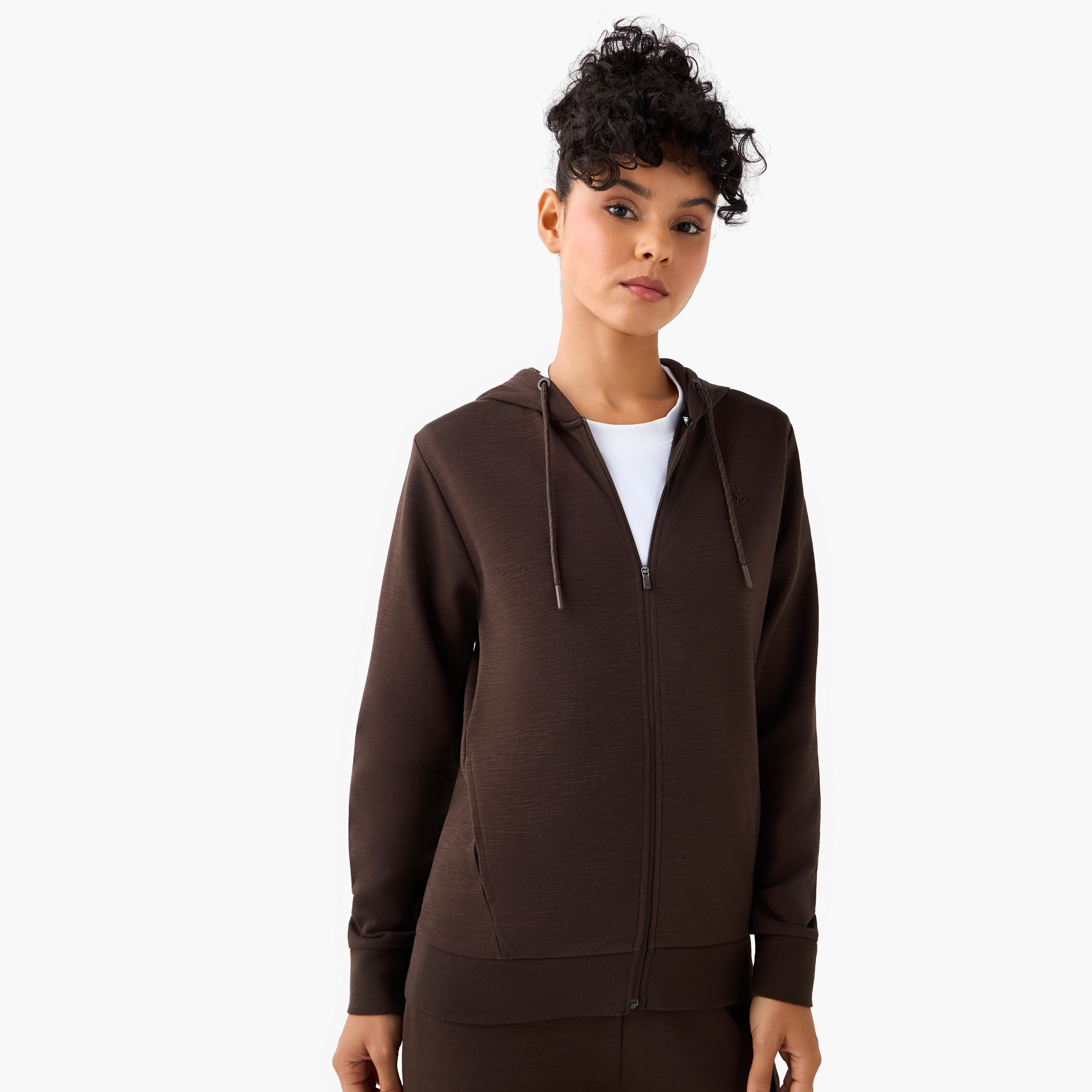 هودي بتفاصيل شعار وسحاب وأكمام طويلة للنساء من كابا-sports-women-clothing-hoodiesandsweatshirts-image-3