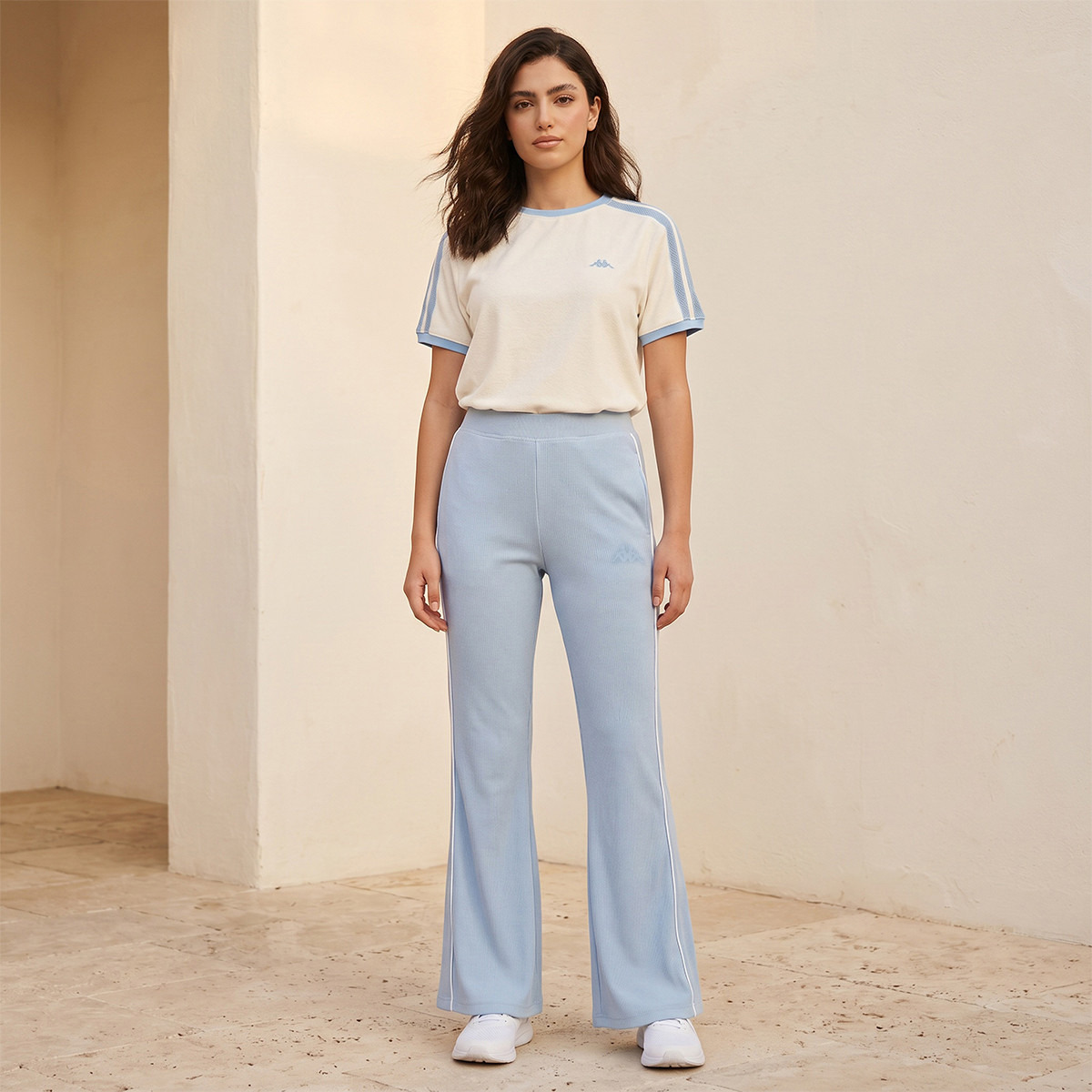 بنطلون مضلع واسع الساقين يتمدد في اتجاهين من كابا-women-clothing-bottoms-joggers-image-12