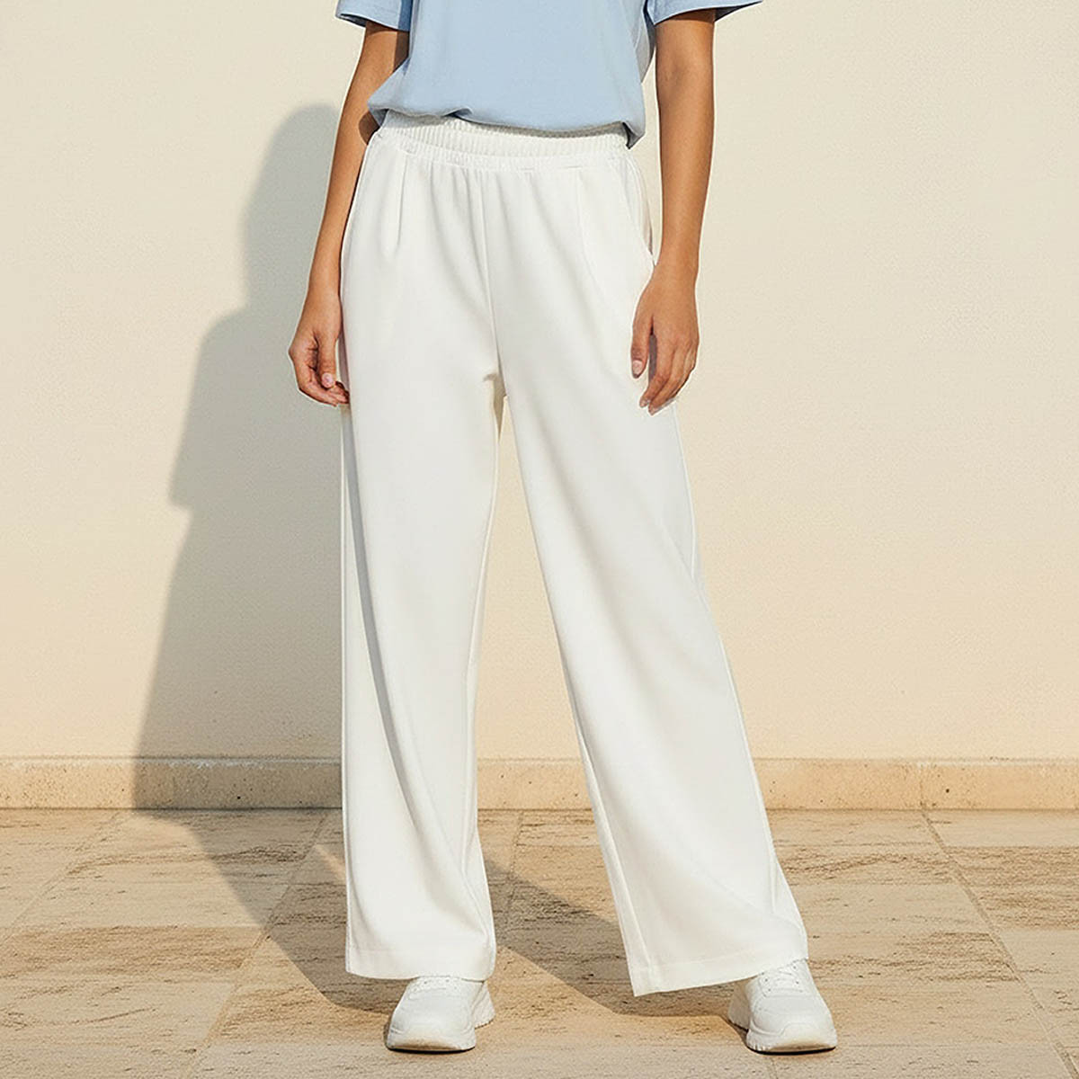 بنطال واسع الساق بخصر مطاطي من كابا-women-clothing-bottoms-joggers-image-6