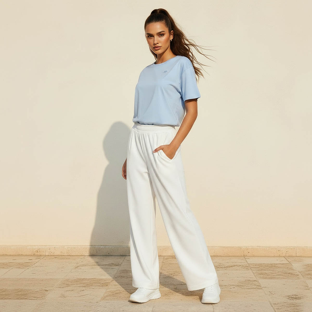 بنطال واسع الساق بخصر مطاطي من كابا-women-clothing-bottoms-joggers-image-8