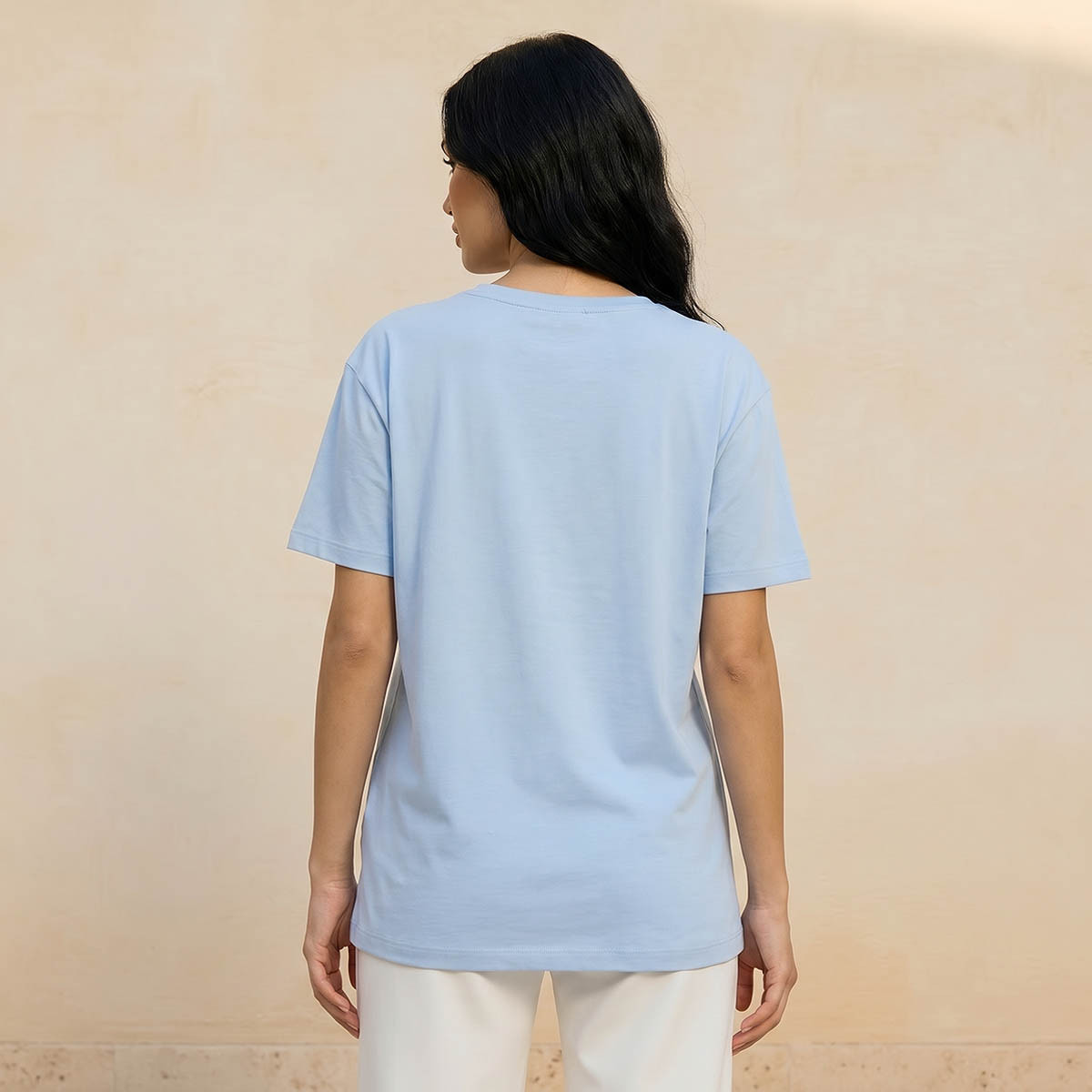 تيشيرت نسائي قطني مطرز بشعار من كابا-women-clothing-tshirts-image-1
