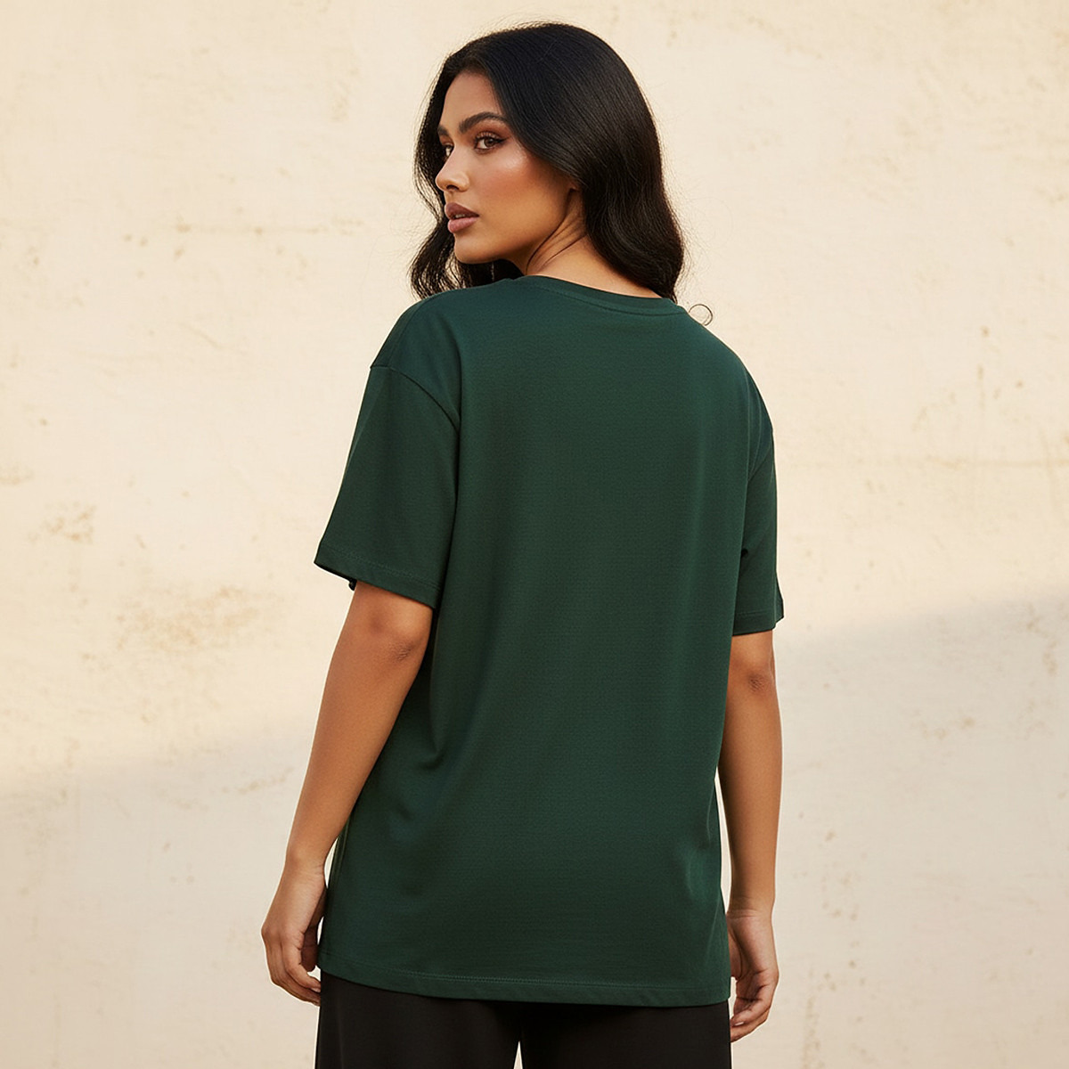 تيشيرت نسائي قطني مطرز بشعار من كابا-women-clothing-tshirts-image-3
