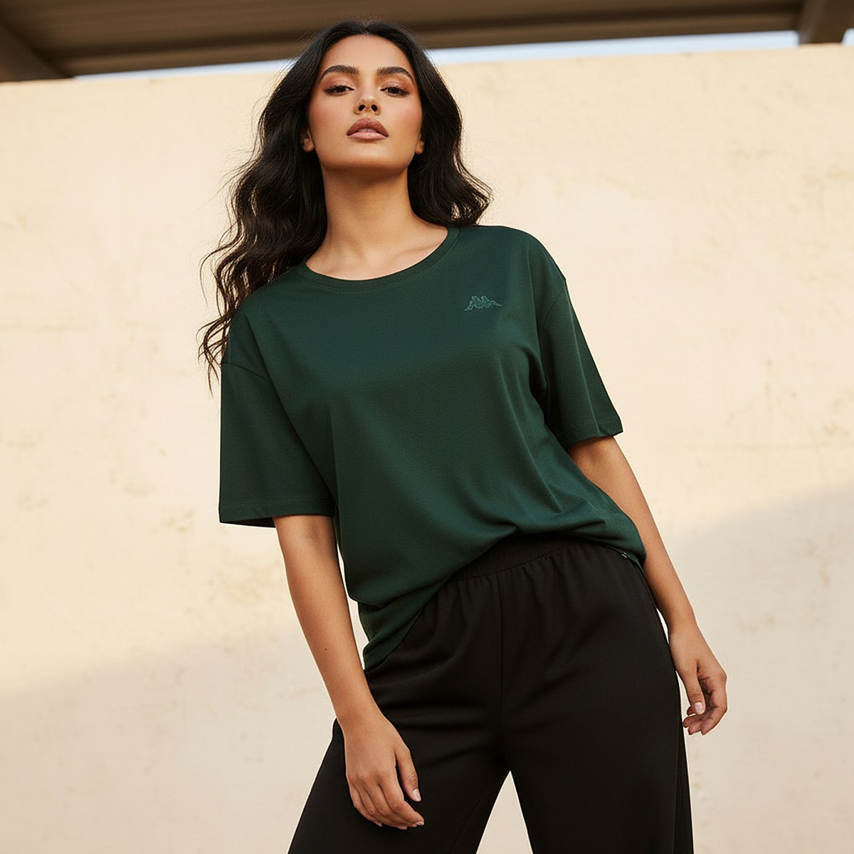 تيشيرت نسائي قطني مطرز بشعار من كابا-women-clothing-tshirts-image-1