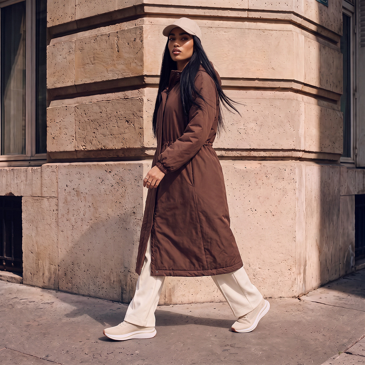معطف طويل بغطاء رأس من كابا-women-winterwear-coatsandjackets-coats-image-1