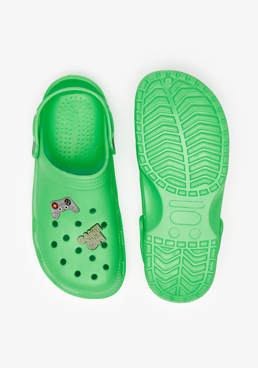 Aqua Game Embossed Slip-On Clogs with Cutout Detail and Back Strap-Boy%27s Flip Flops & Beach Slippers-image-3