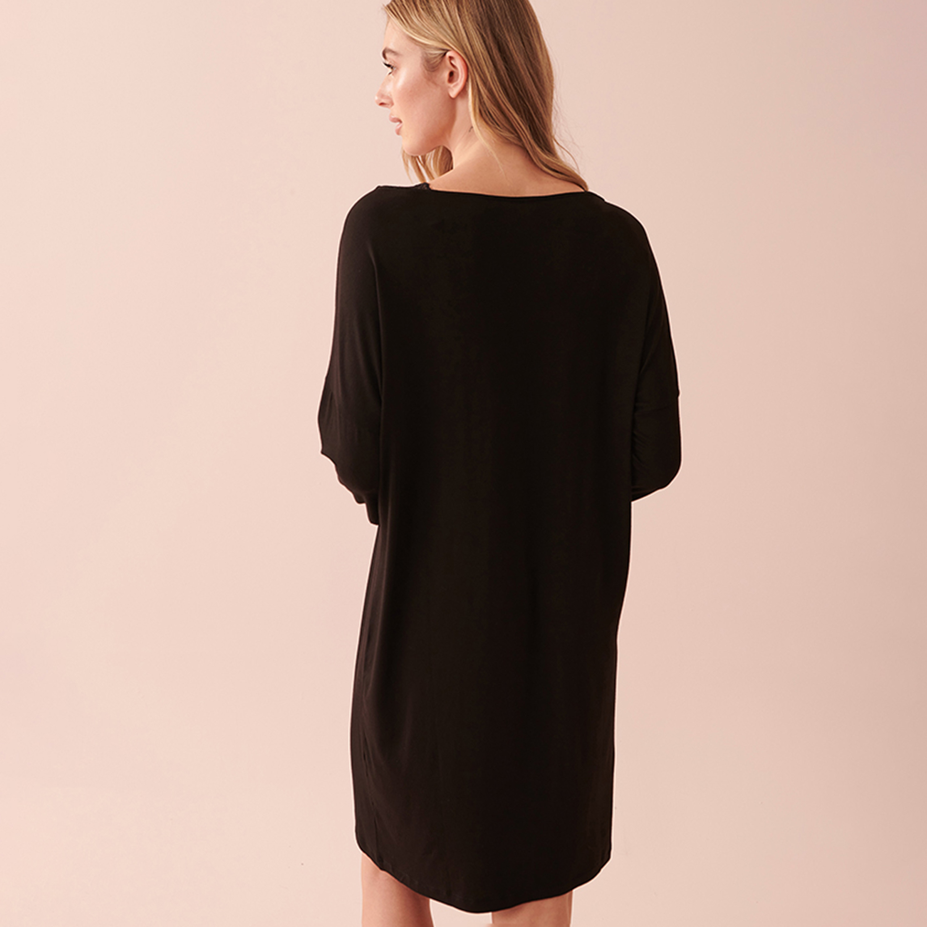 La Vie En Rose Women's Printed Round Neck Long Sleeve Nightgown-women-clothing-nightwear-nighties-image-2