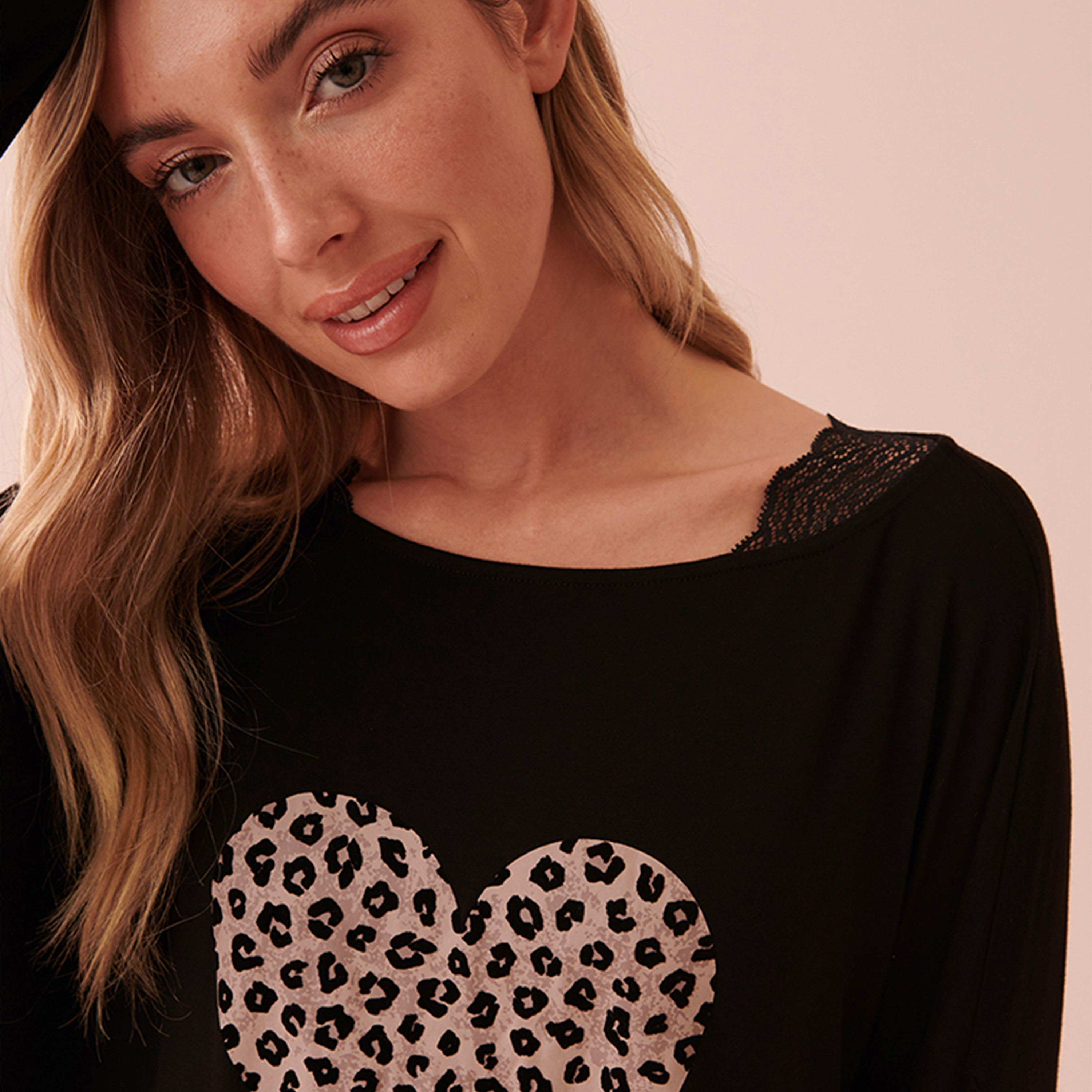 La Vie En Rose Women's Printed Round Neck Long Sleeve Nightgown-women-clothing-nightwear-nighties-image-3