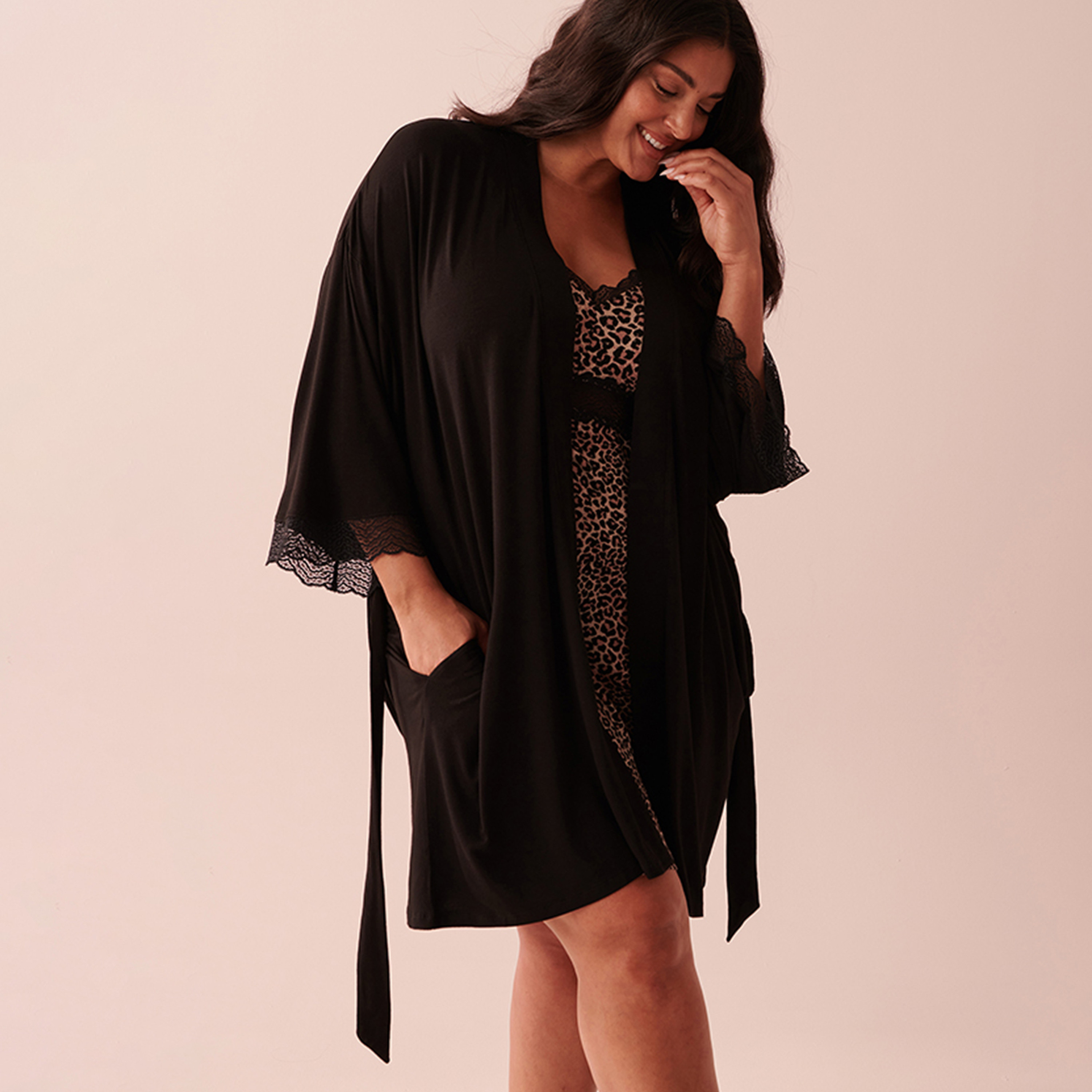 La Vie En Rose Women's Animal Print Long Sleeve Robe-women-clothing-nightwear-robes-image-5