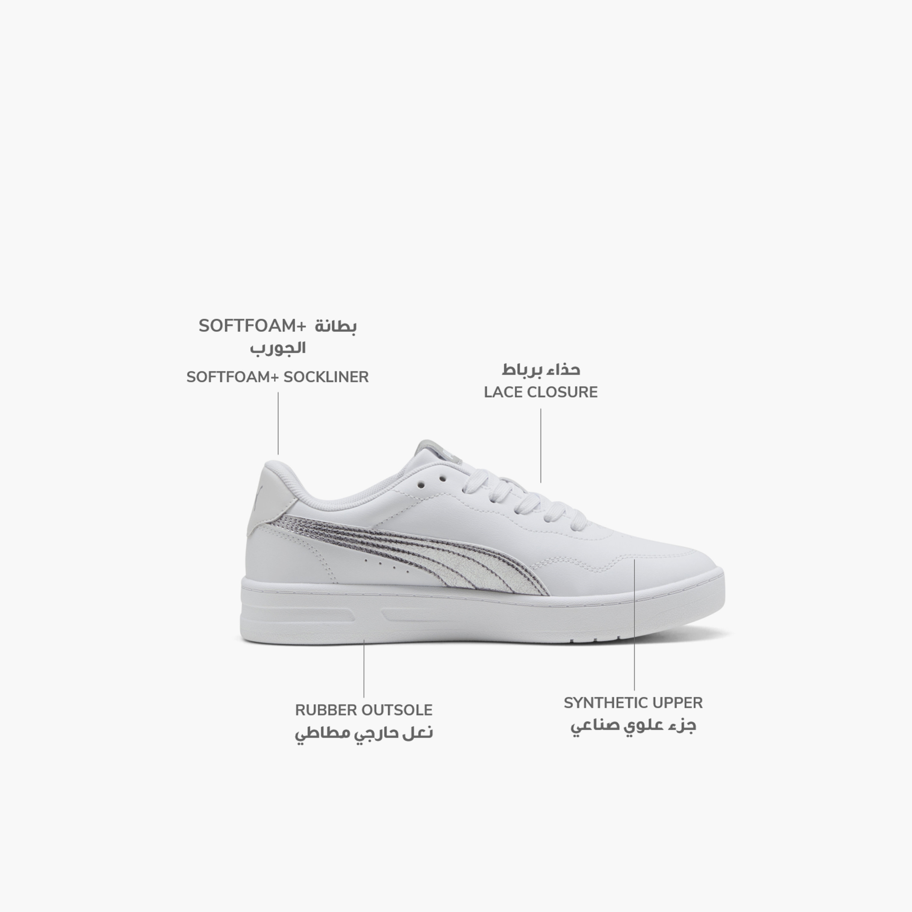 Puma Women Court Lally Metallic Whisper Lace-Up Ankle Sneakers-sports-women-shoes-image-2