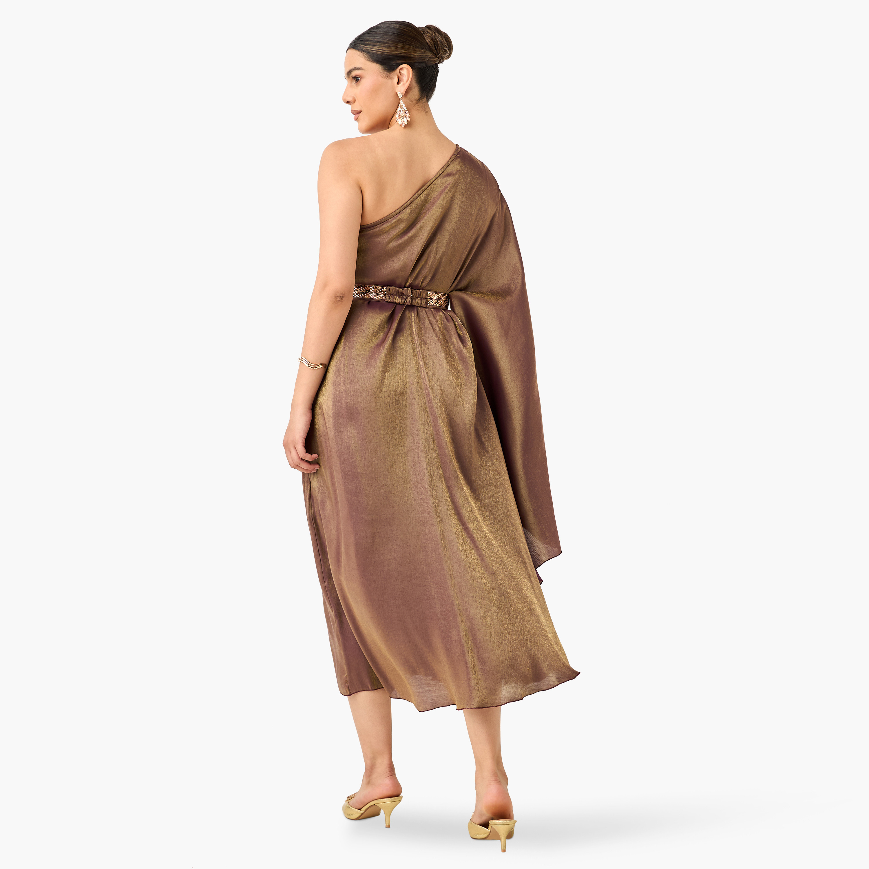 Golden Apple Embellished One Shoulder Dress-women-clothing-dresses-image-3