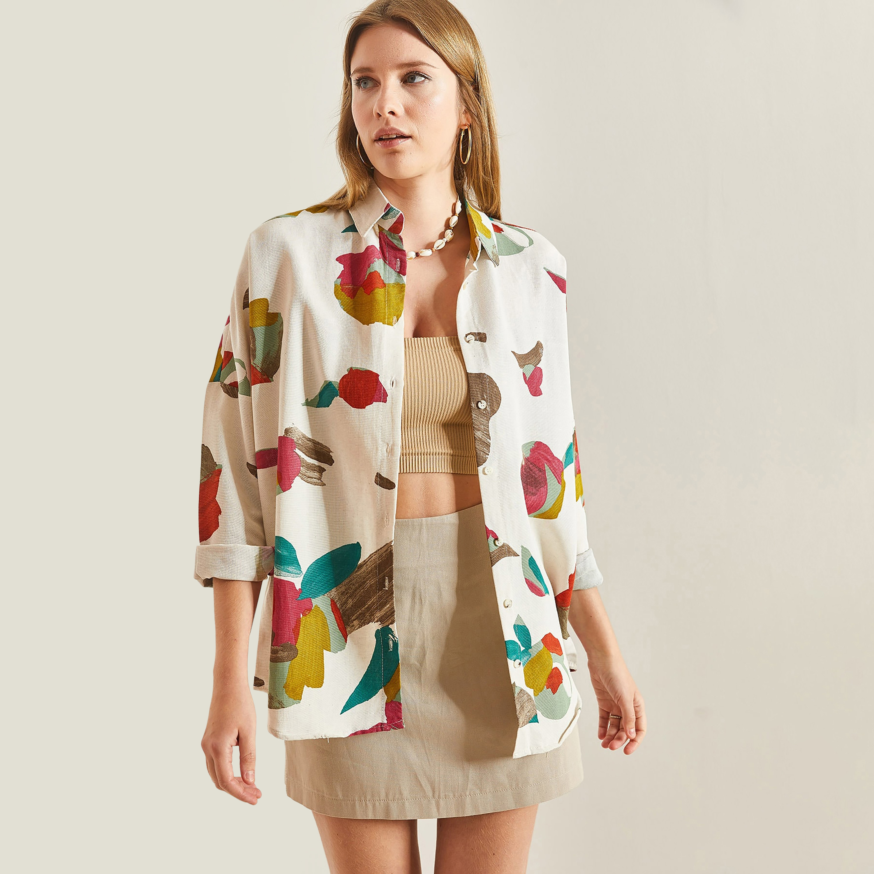 قميص نسائي بياقة وأكمام منسدلة وطبعة تجريدية متعددة الألوان من بيانكو لوتشي-women-clothing-shirtsandblouses-shirts-image-2