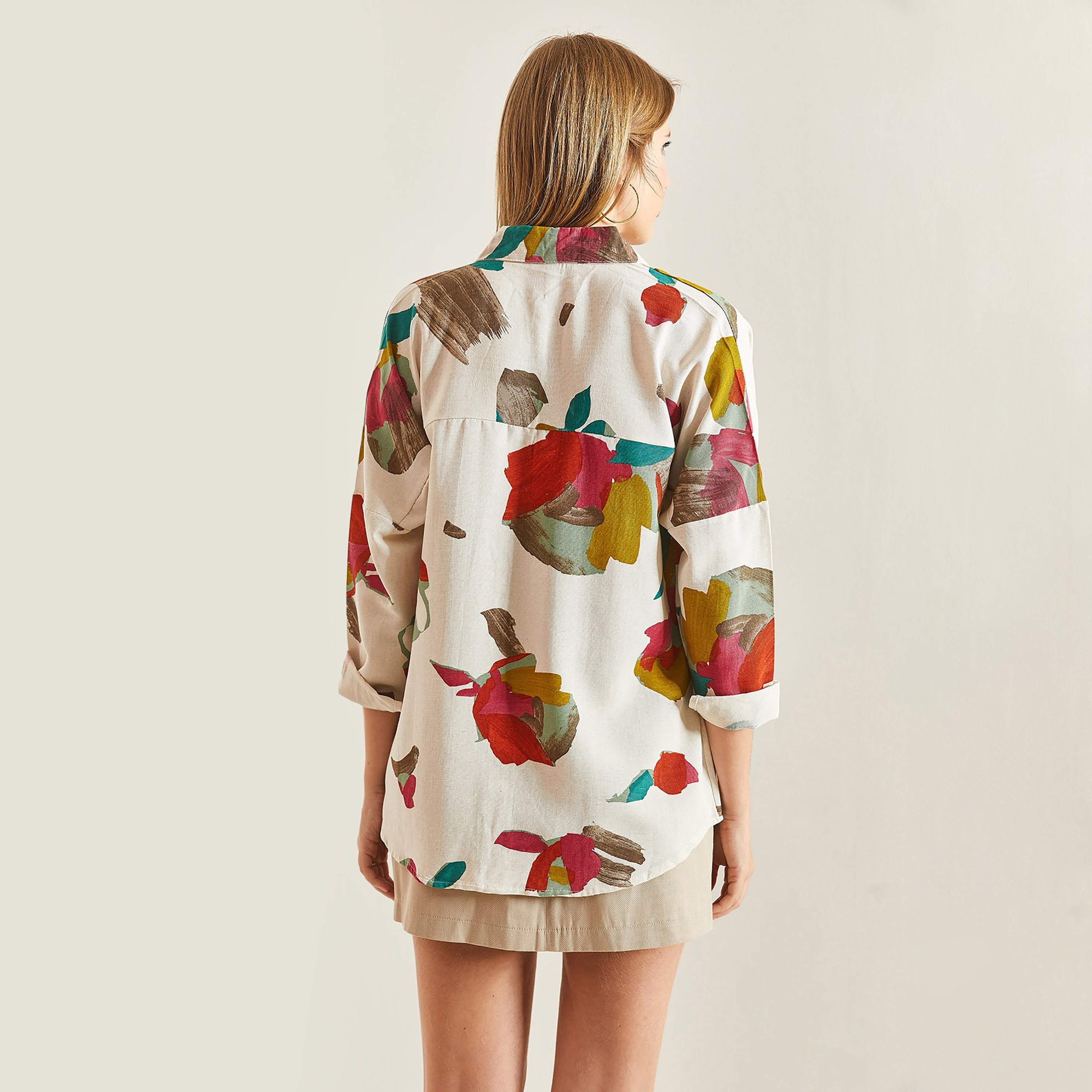 Bianco Lucci Multicolour Abstract Print Collared Dropped Sleeves Women's Shirt-women-clothing-shirtsandblouses-shirts-image-3