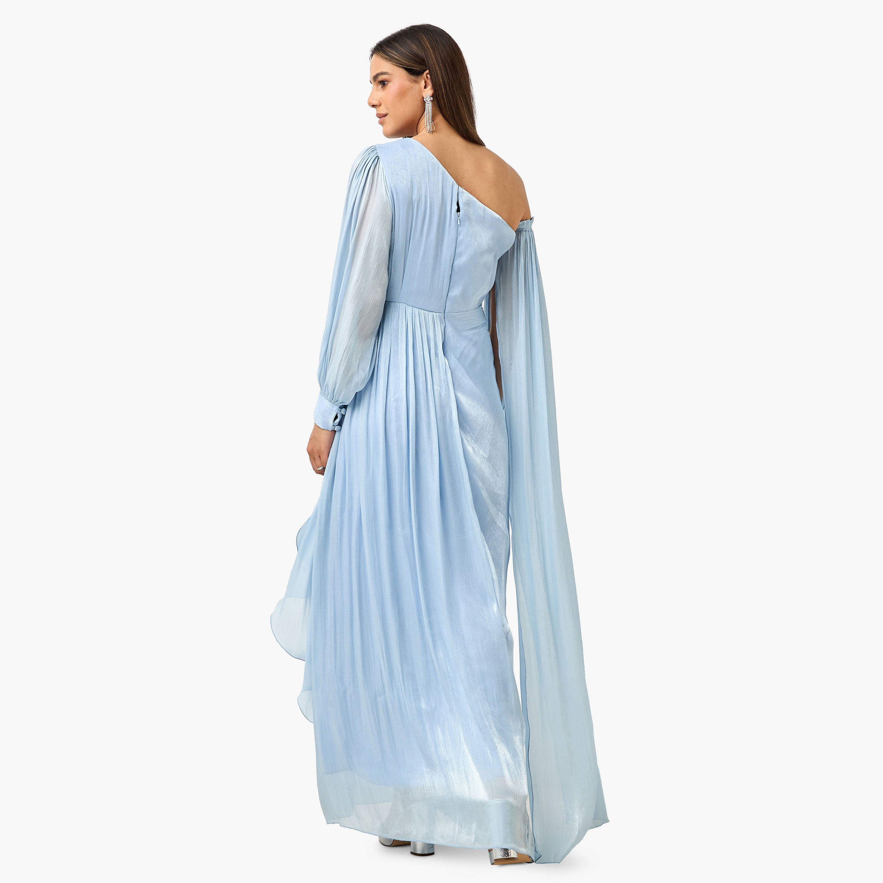 Golden Apple Shimmer One Shoulder Maxi Dress with Bow Detail-women-clothing-dresses-image-13