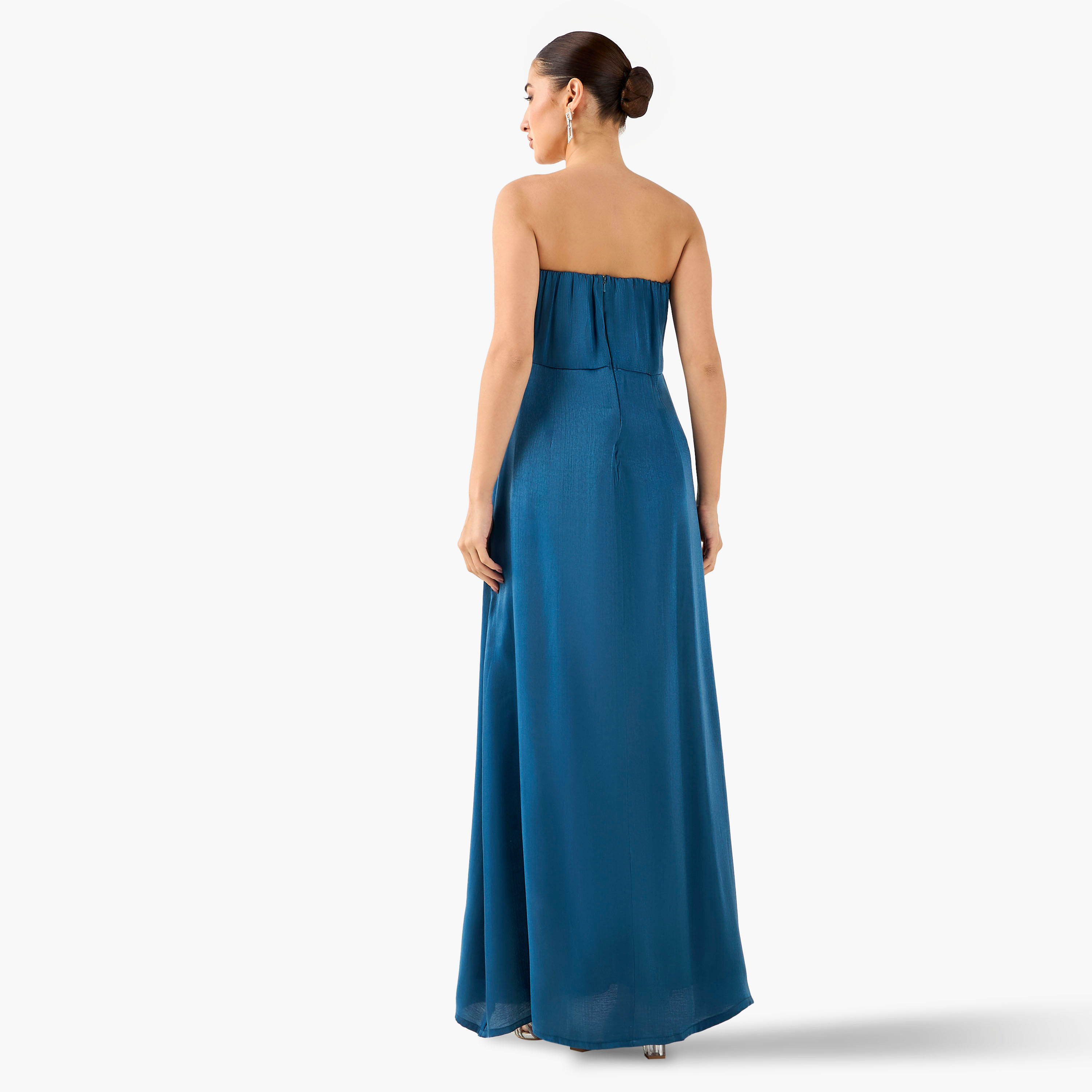 Golden Apple Embellished Tube Maxi Polyester Dress with Cape-women-clothing-dresses-image-4