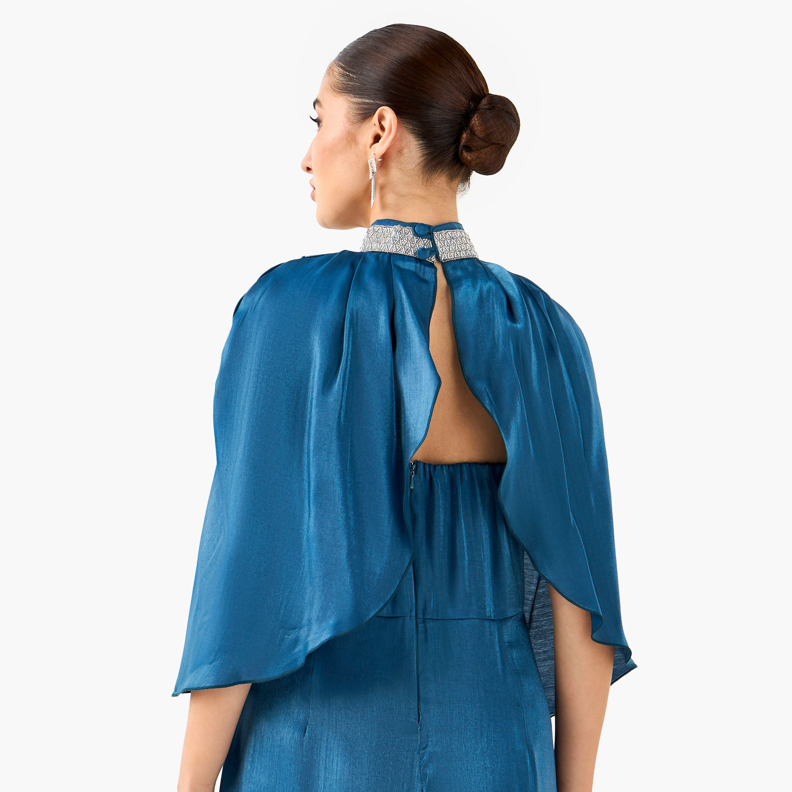 Golden Apple Embellished Tube Maxi Polyester Dress with Cape-women-clothing-dresses-image-7
