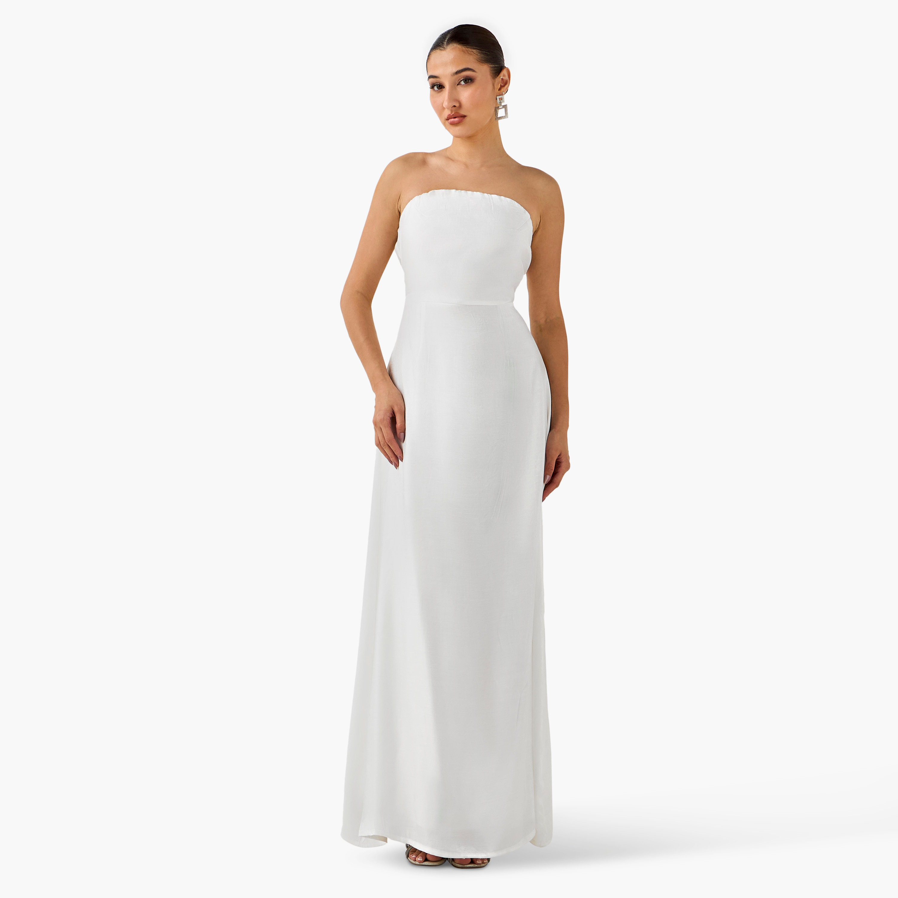 Golden Apple Embellished Tube Maxi Polyester Dress with Cape-women-clothing-dresses-image-10
