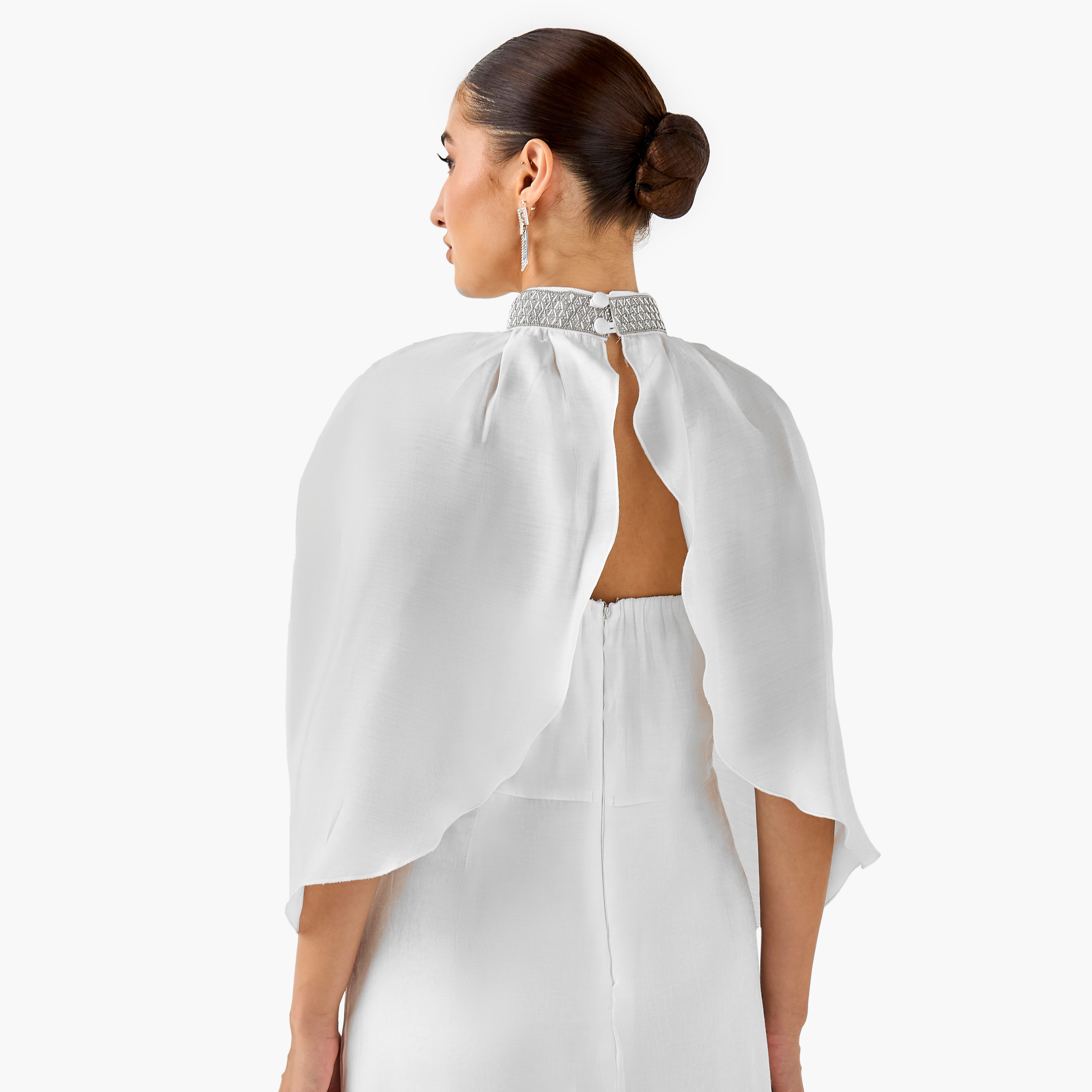 Golden Apple Embellished Tube Maxi Polyester Dress with Cape-women-clothing-dresses-image-15