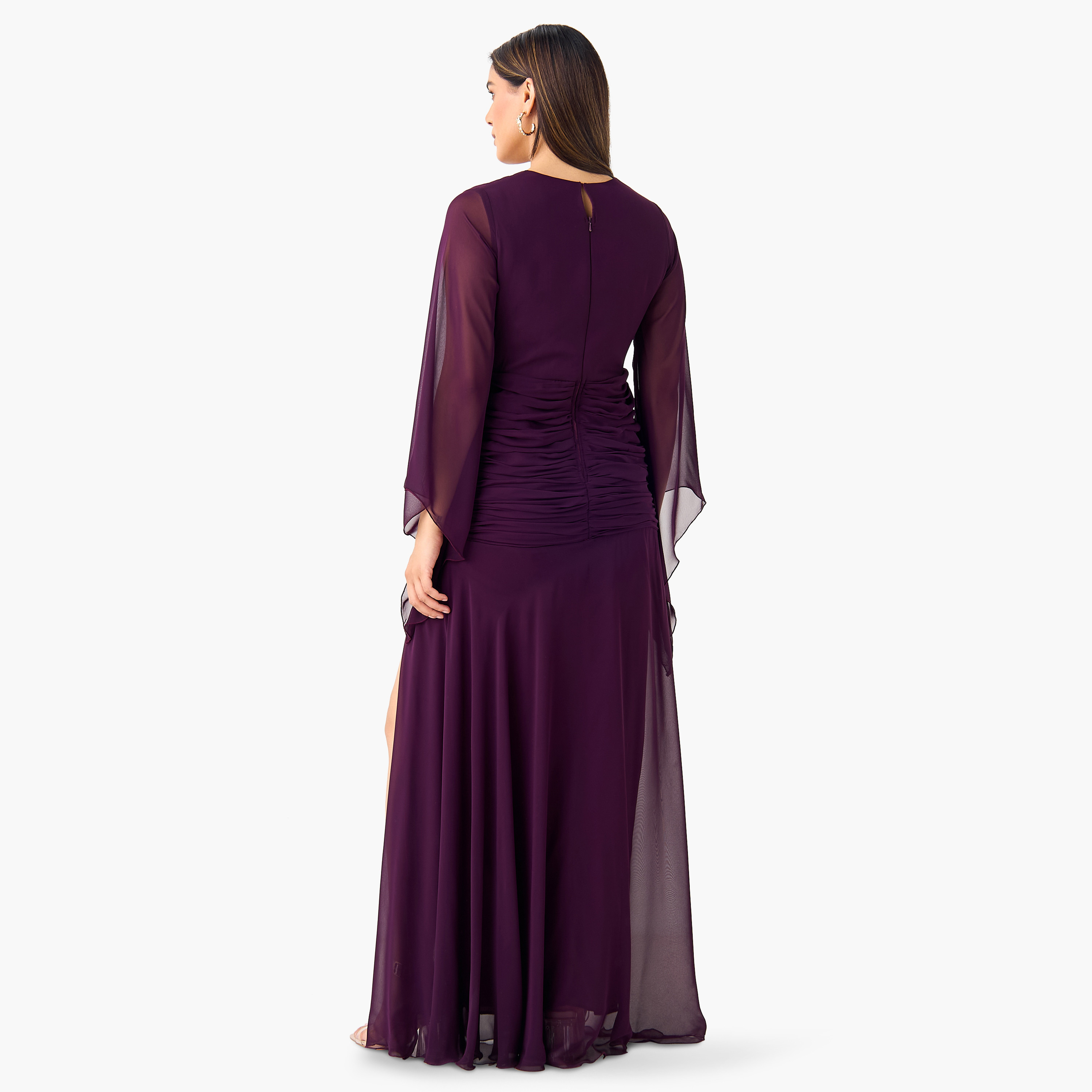 فستان ماكسي بياقة V وفتحة وكسرات من جولدن آبل-women-clothing-dresses-image-3