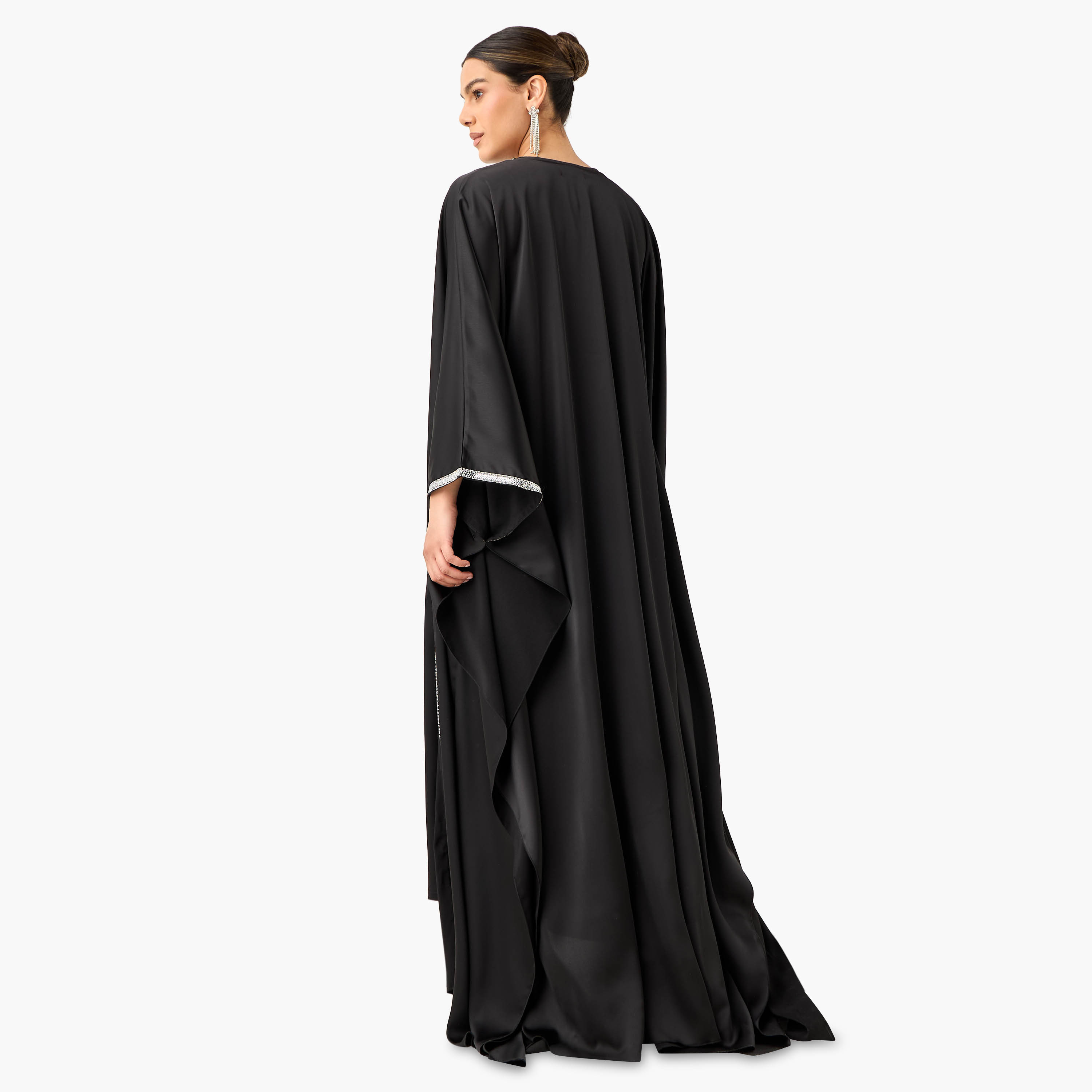فستان ساتان كريب مزين بدون أكمام مع سترة مفتوحة طويلة من جولدن أبل-women-clothing-dresses-image-3