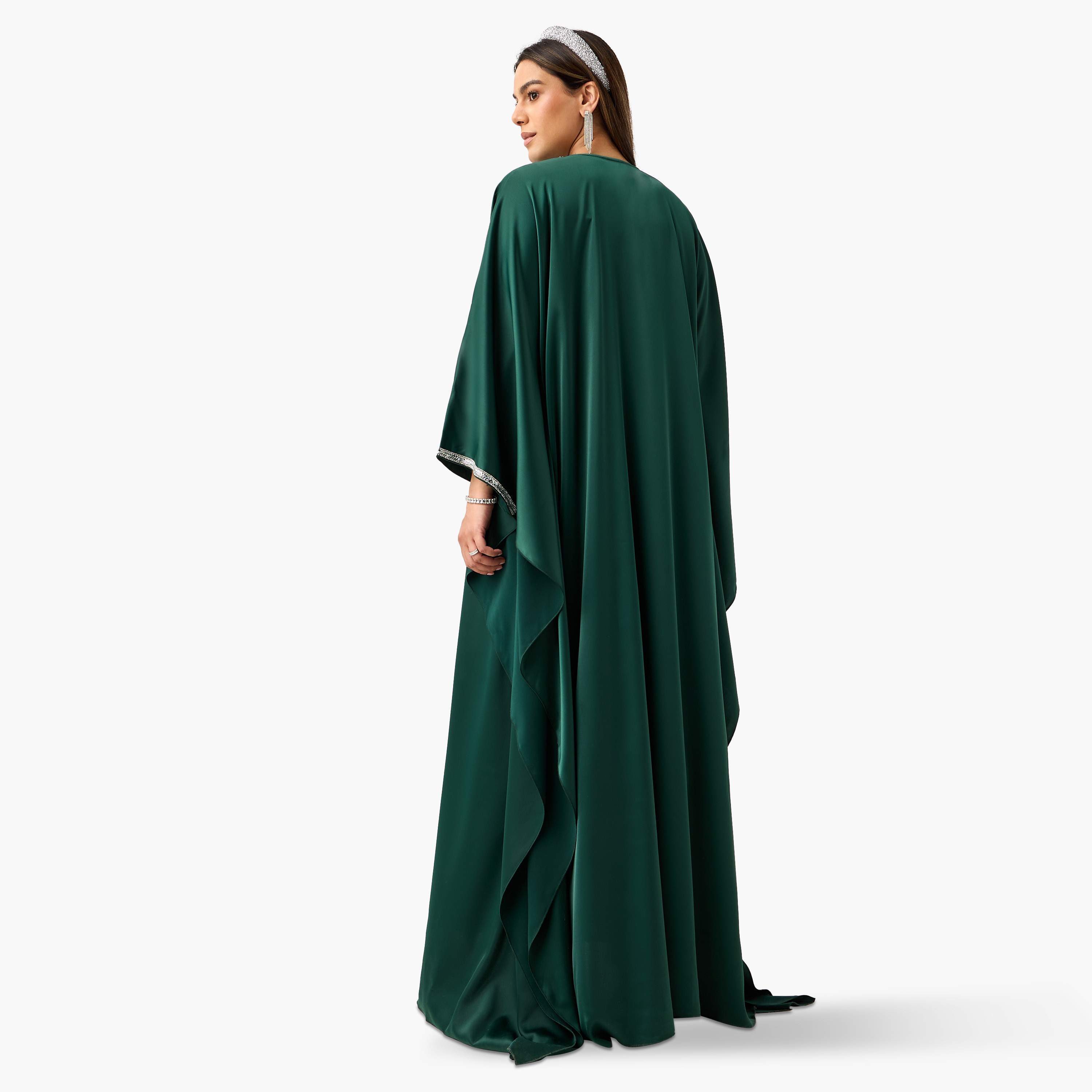فستان ساتان كريب مزين بدون أكمام مع سترة مفتوحة طويلة من جولدن أبل-women-clothing-dresses-image-8