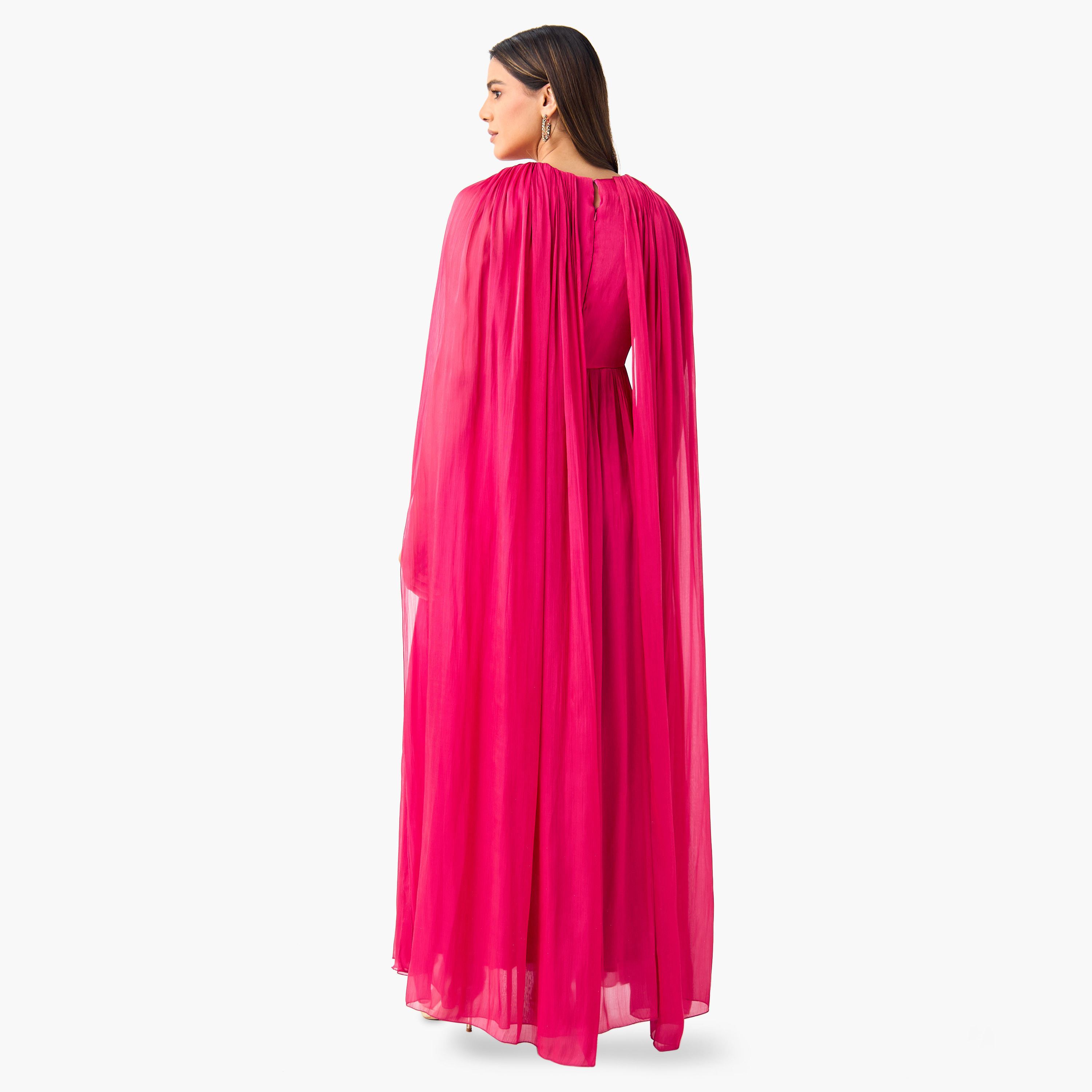 فستان بياقة V وأكمام كيب وفتحة وكسرات من جولدن آبل-women-clothing-dresses-image-8