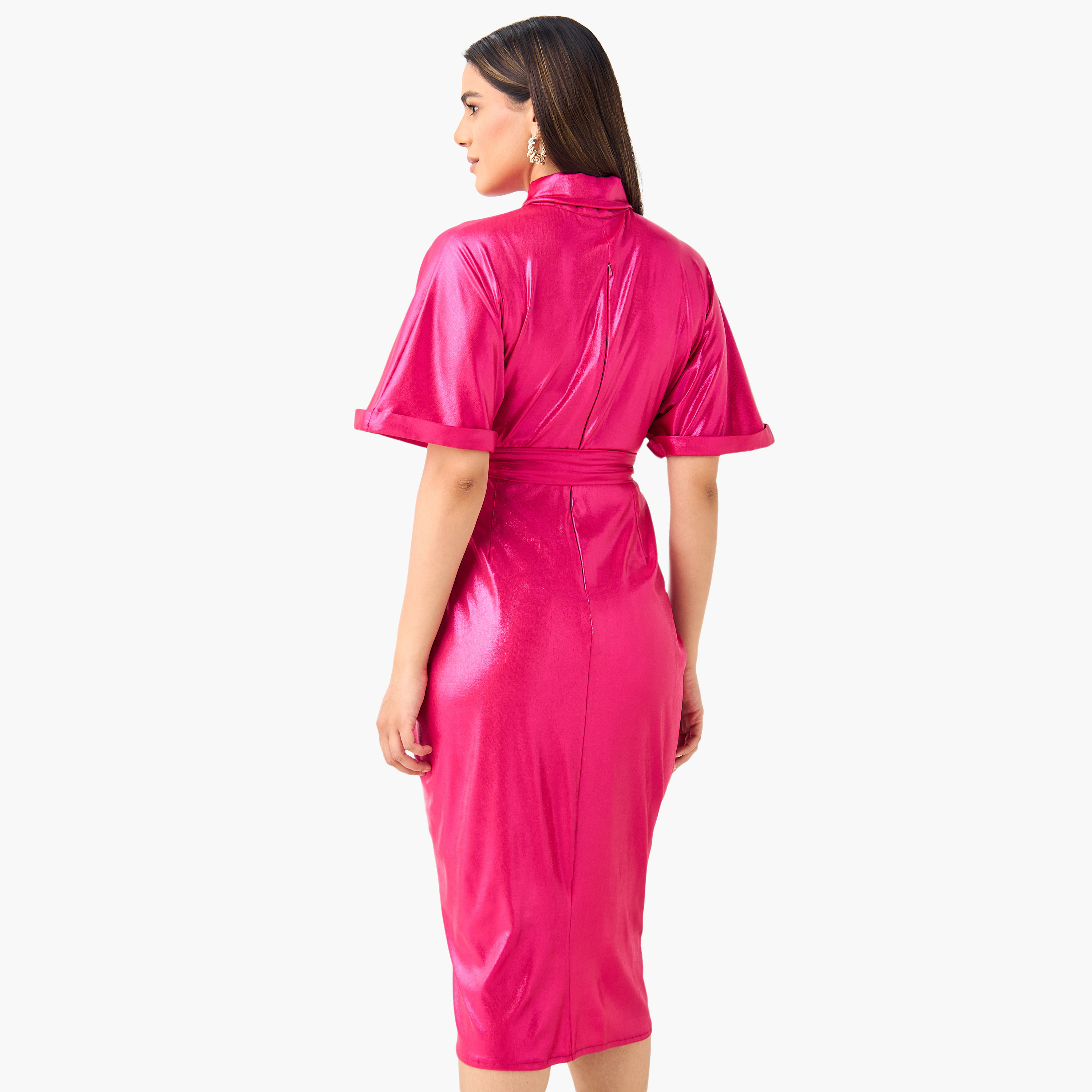 فستان قميص منسدل بحزام رباط وسحاب إغلاق من جولدن آبل-women-clothing-dresses-image-3