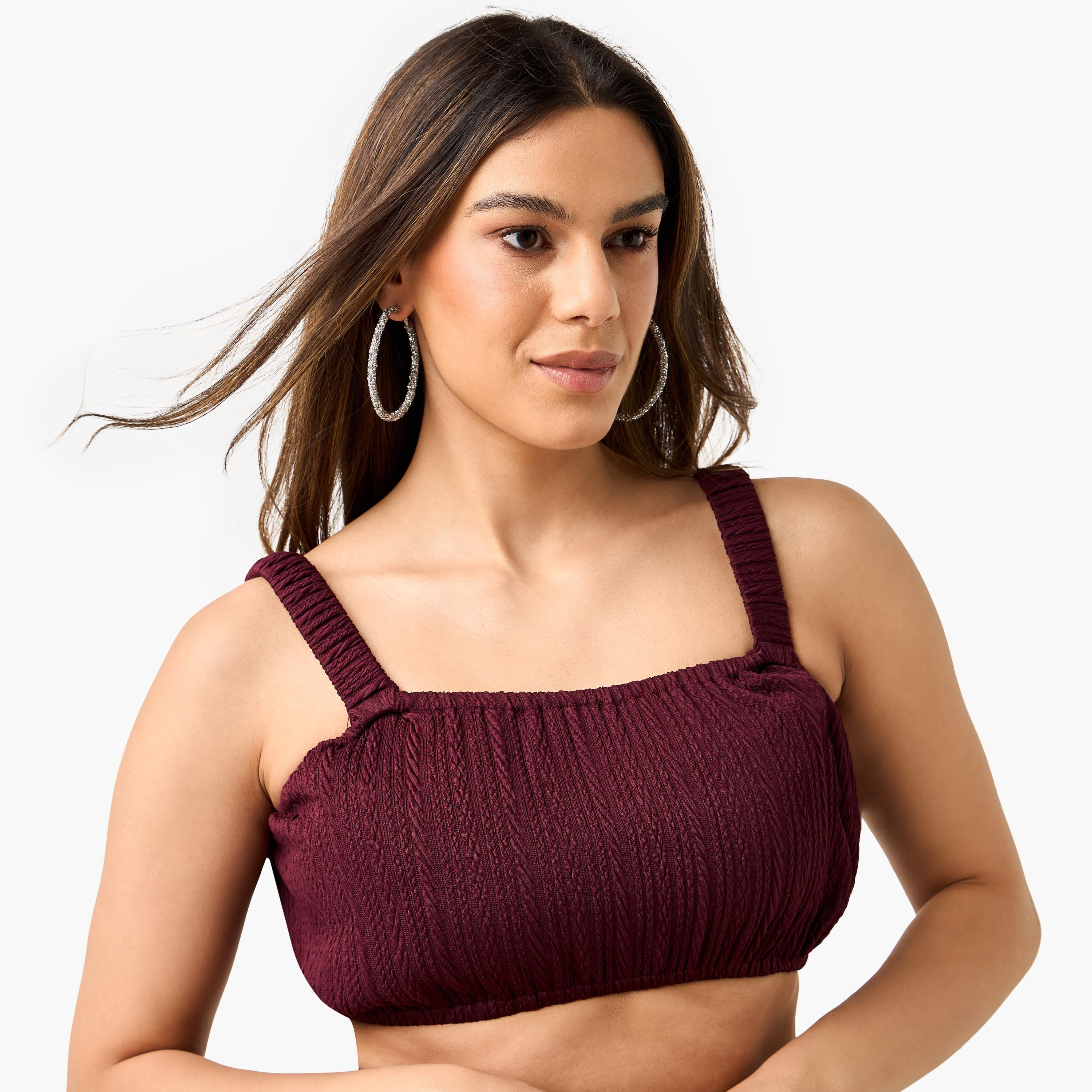 طقم بلوزة قصيرة بارزة الملمس مع بنطلون وقميص من جولدن آبل-women-clothing-coordsets-image-8