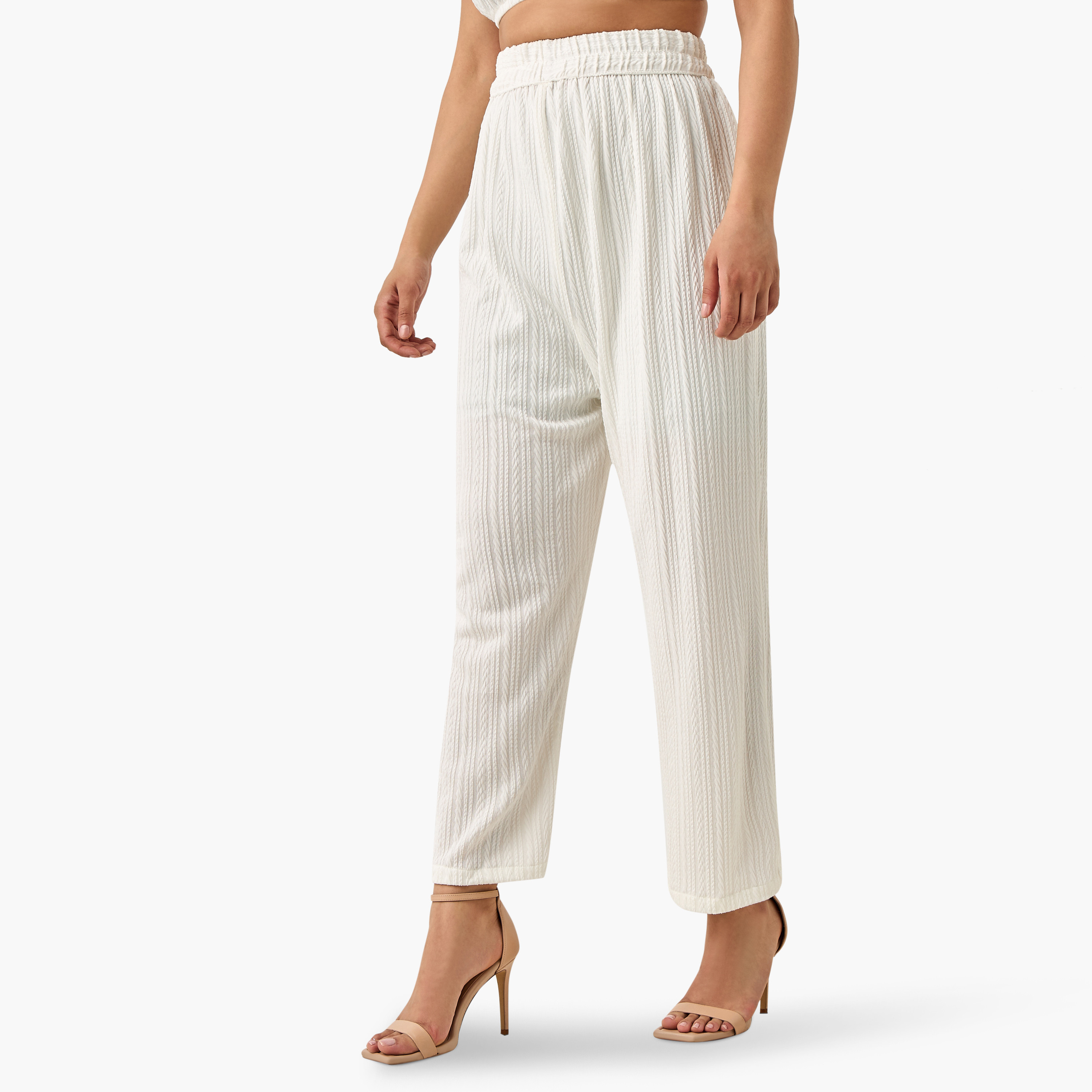 Golden Apple Textured Crop Top with Pants and Shirt-women-clothing-coordsets-image-3