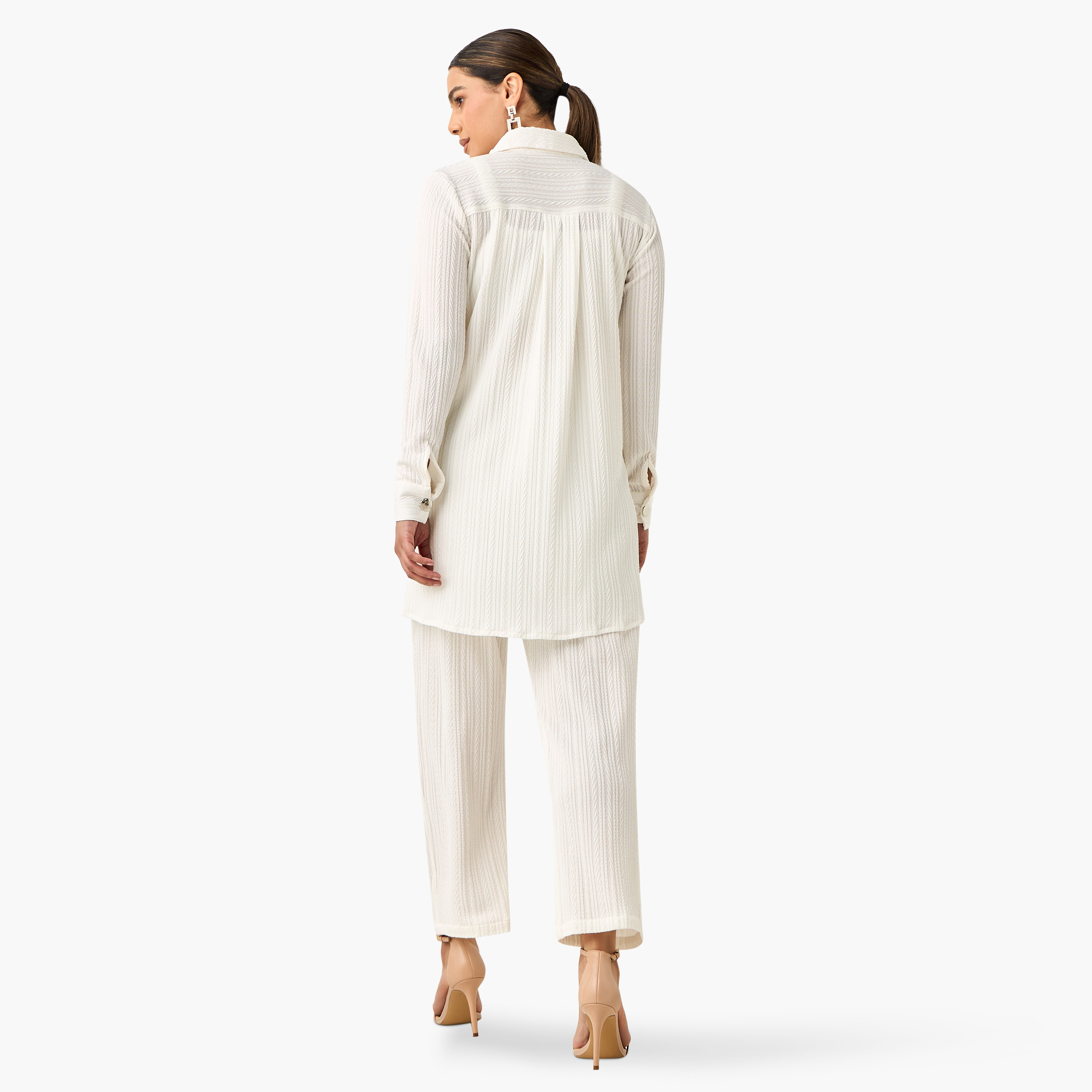 طقم بلوزة قصيرة بارزة الملمس مع بنطلون وقميص من جولدن آبل-women-clothing-coordsets-image-4