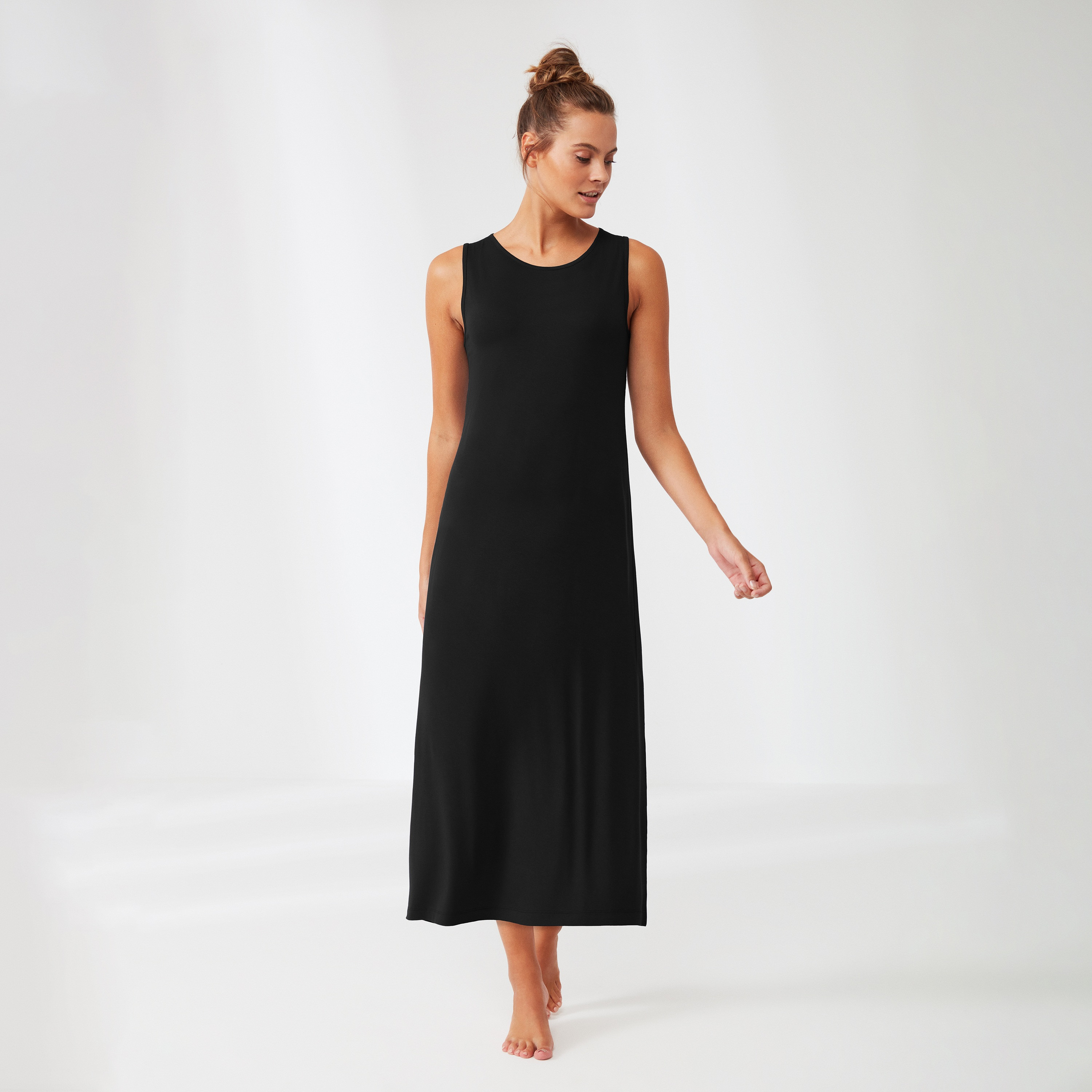 فستان تحتي نسائي سادة بياقة دائرية من بيني مود-women-clothing-nightwear-nighties-image-3