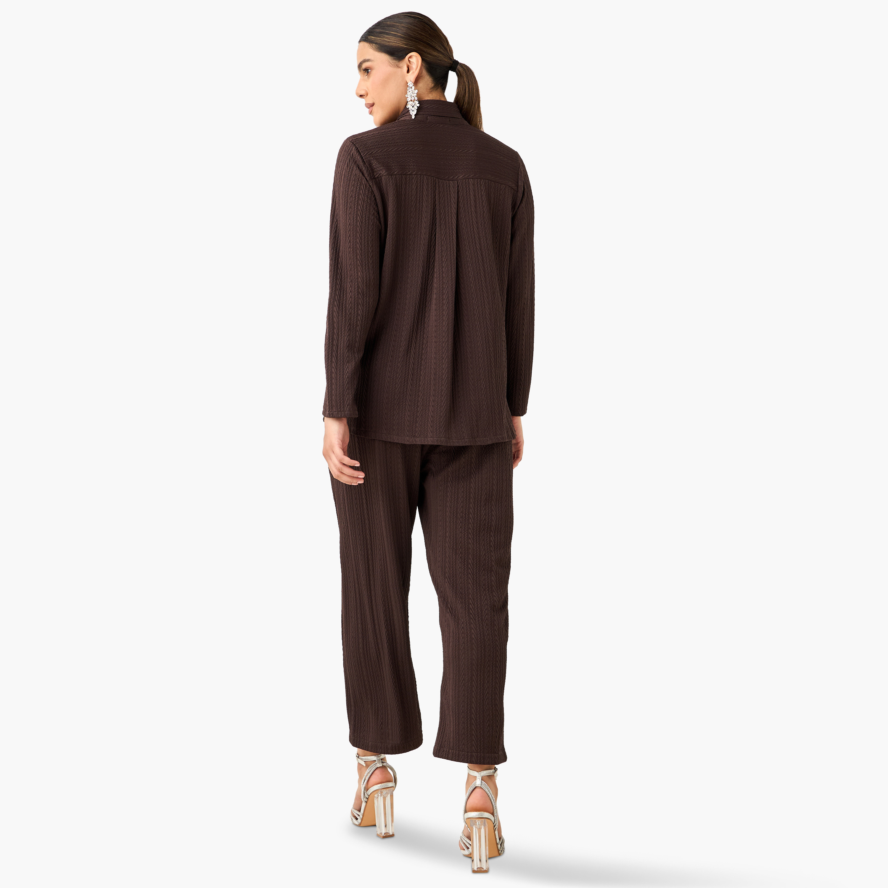 Golden Apple Textured Top with Tie-Up Neck and Pants Set-women-clothing-coordsets-image-4