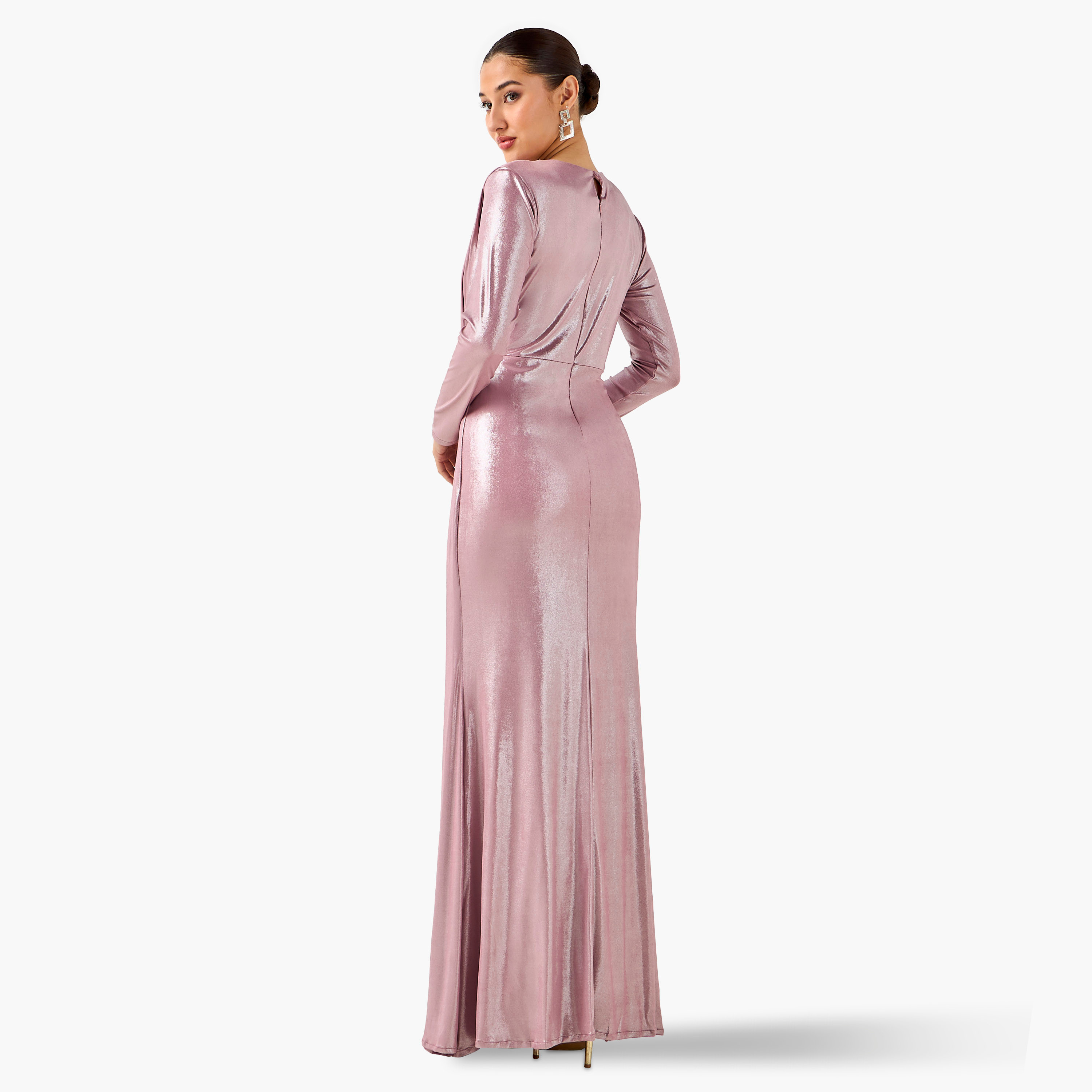 فستان ماكسي بوليستر منسدل مع أكمام طويلة من غولدن آبل-women-clothing-dresses-image-8