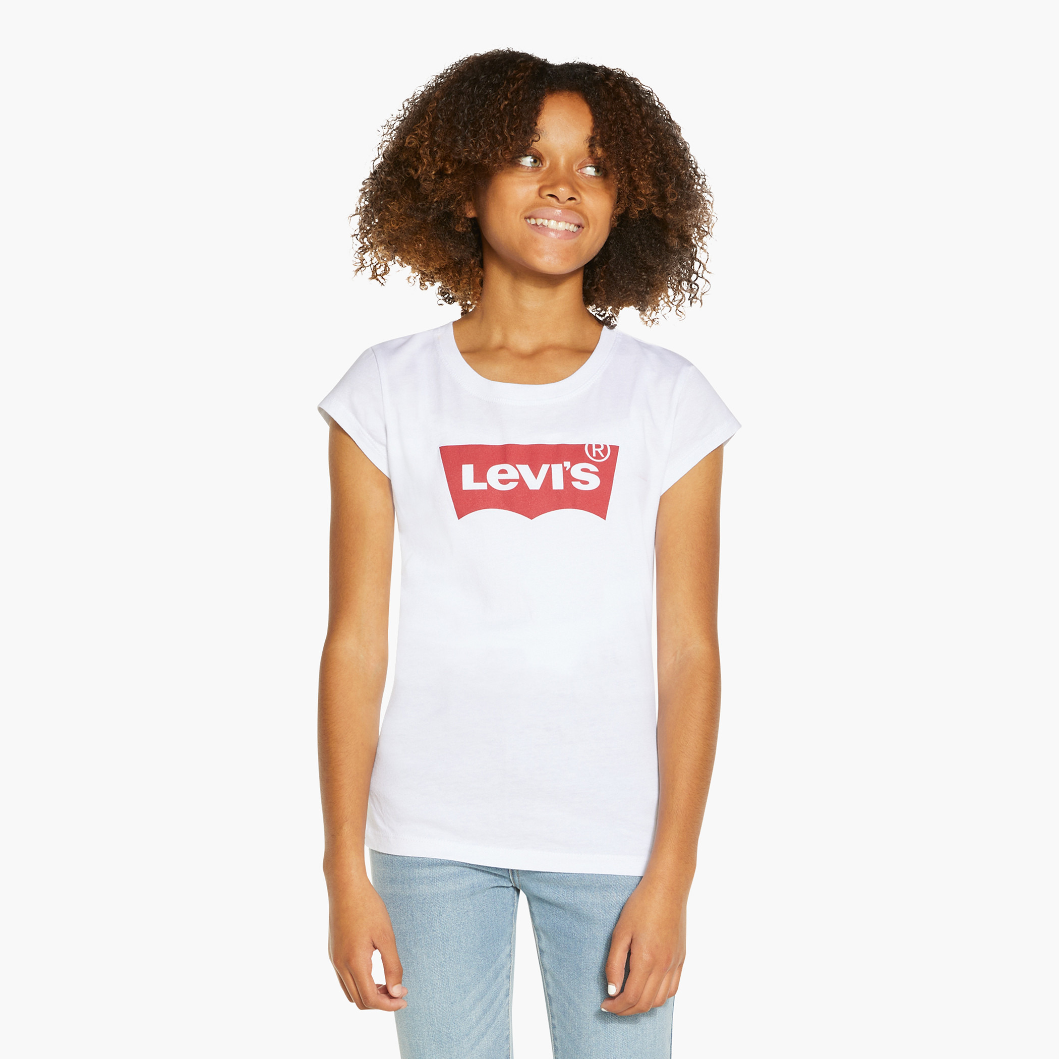 تيشيرت بياقة مستديرة وأكمام قصيرة وطبعات شعار من ليفايز-girls-clothing-tshirts-image-1