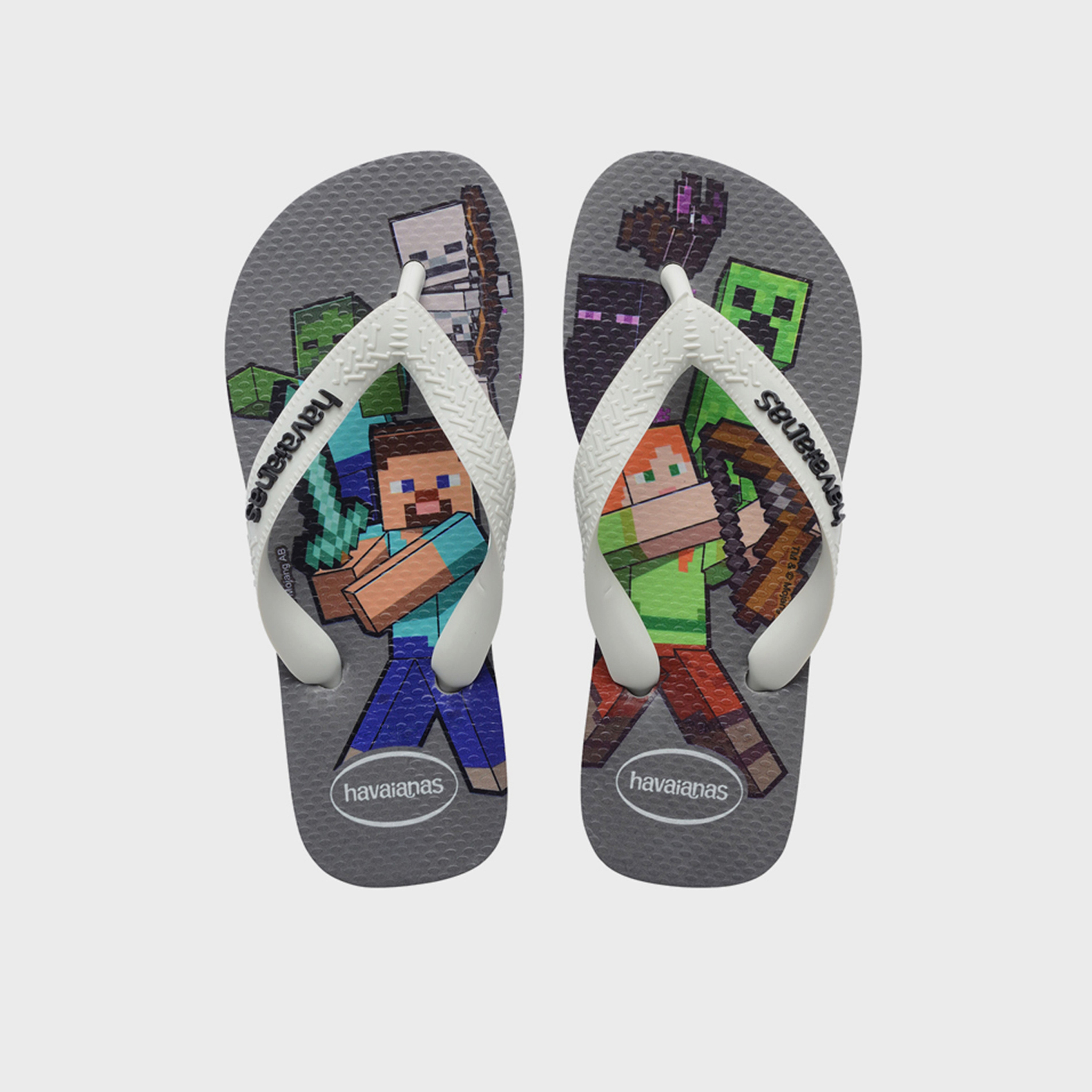 Havaianas Kids Slip-On Minecraft Thong Slippers | 4145125-1077-boys-shoes-flipflopsandslides-image-1