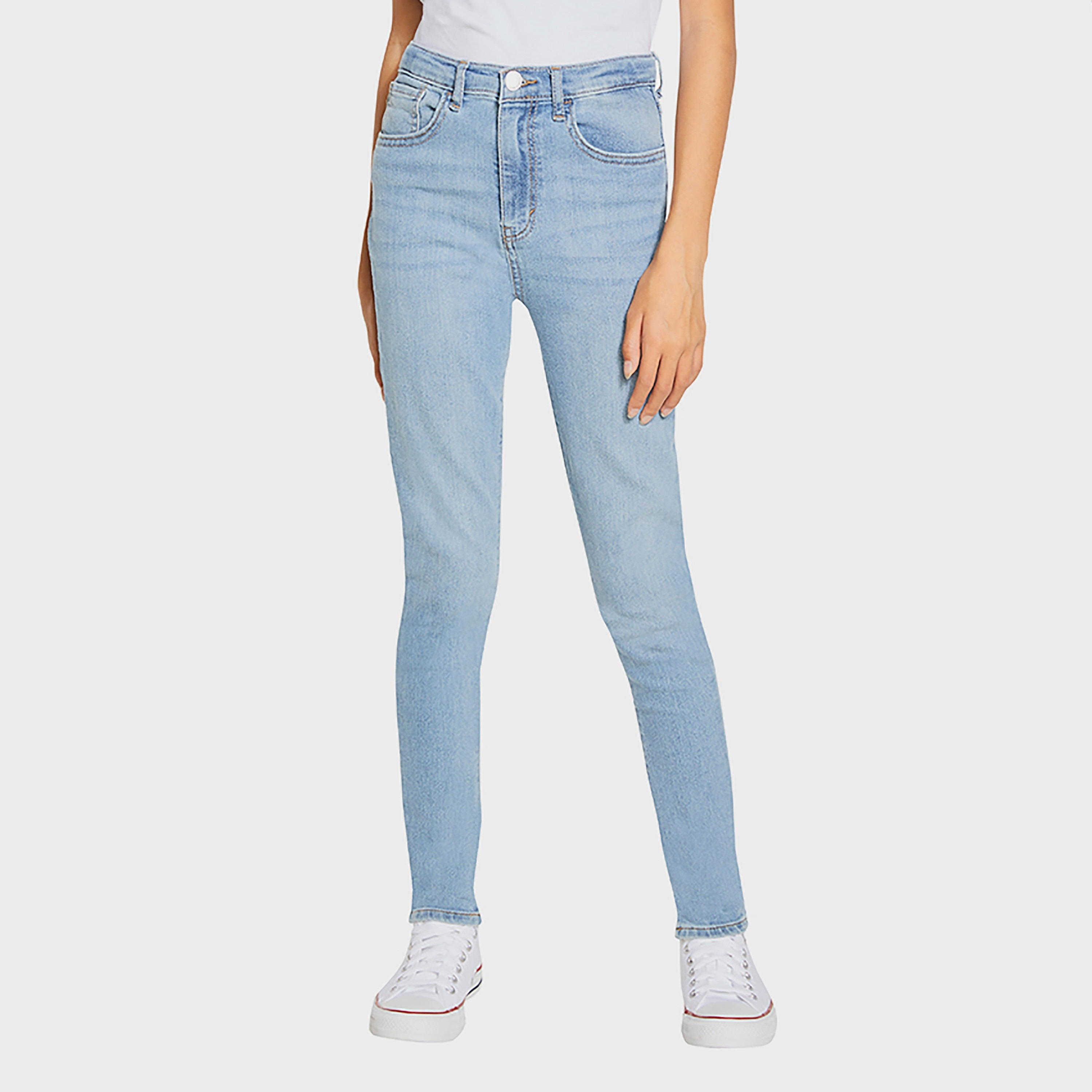 بنطلون جينز سادة بقصة ضيقة جدا بخمسة جيوب من ليفايس-girls-clothing-bottoms-jeansandjeggings-image-1