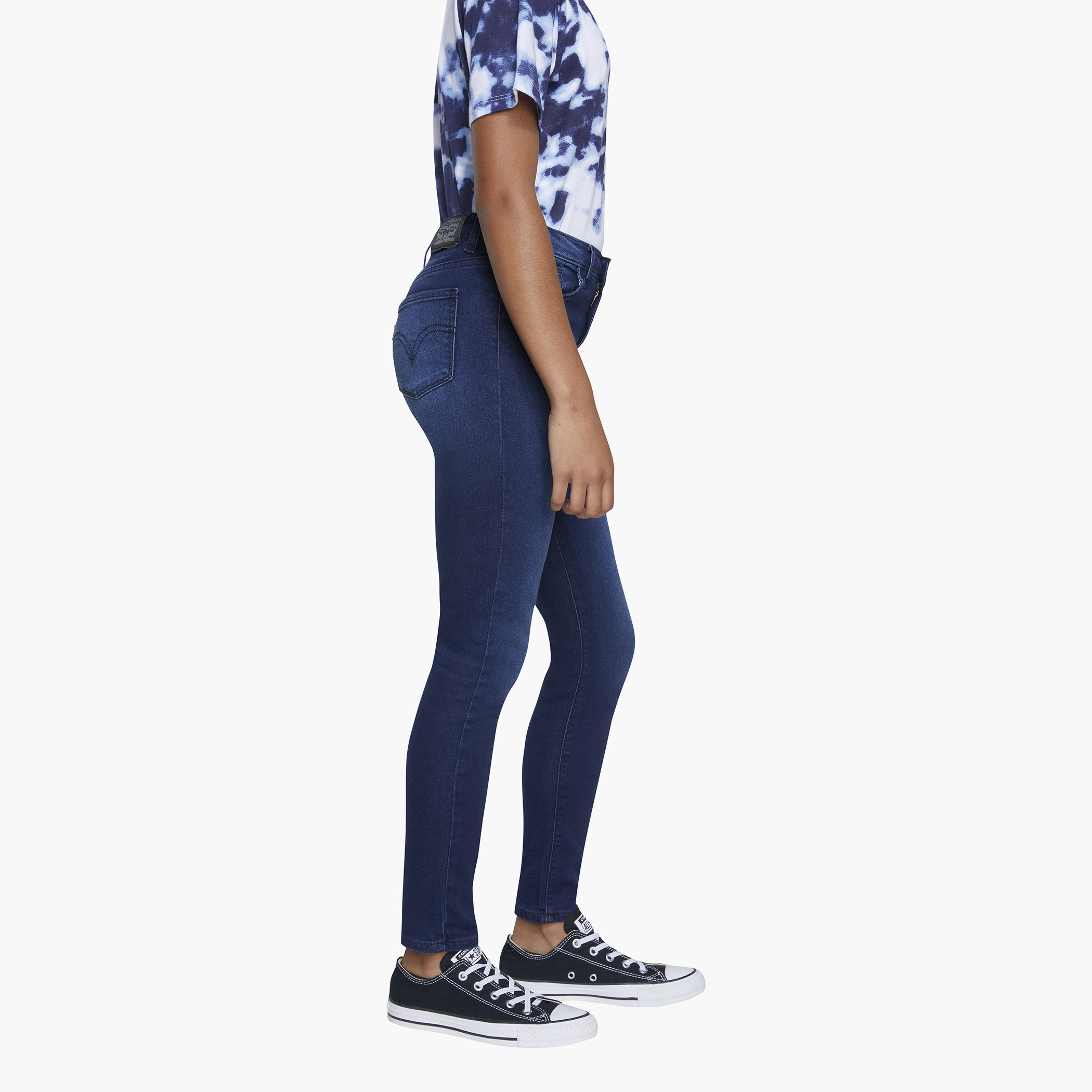بنطلون ليوس لكبار السن من الأطفال أزرق سادة بتفاصيل جيب-girls-clothing-bottoms-jeansandjeggings-image-2