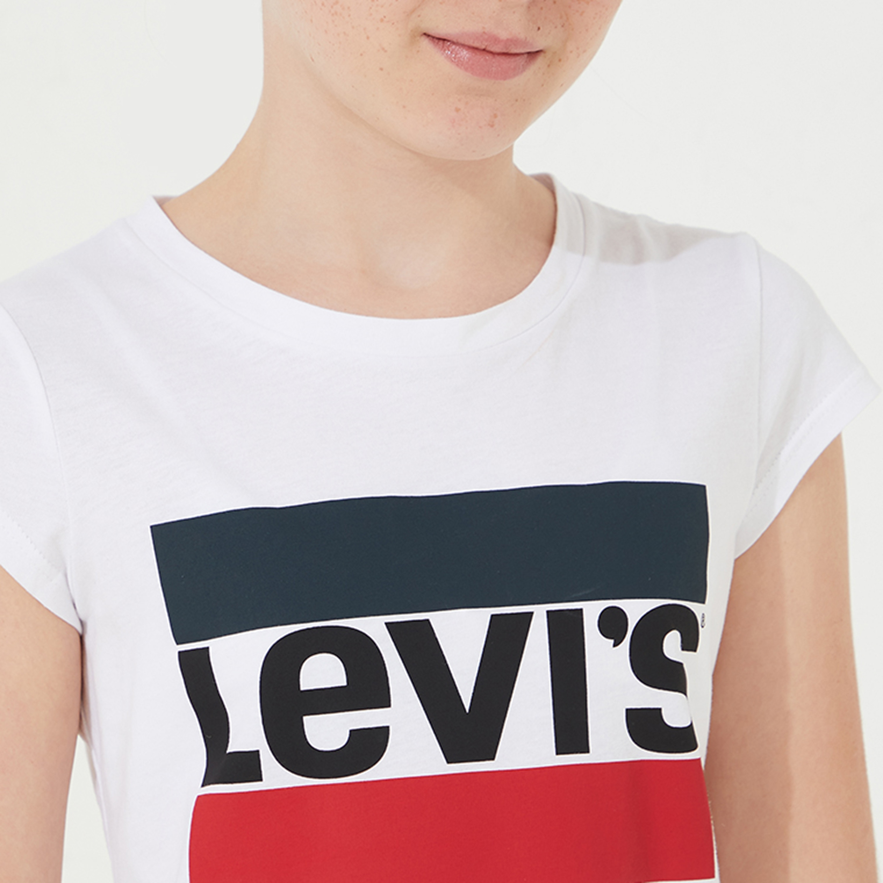 Levi's Girls White Printed Crew Neck Short Sleeves T-Shirt-girls-clothing-blousesandshirts-image-3