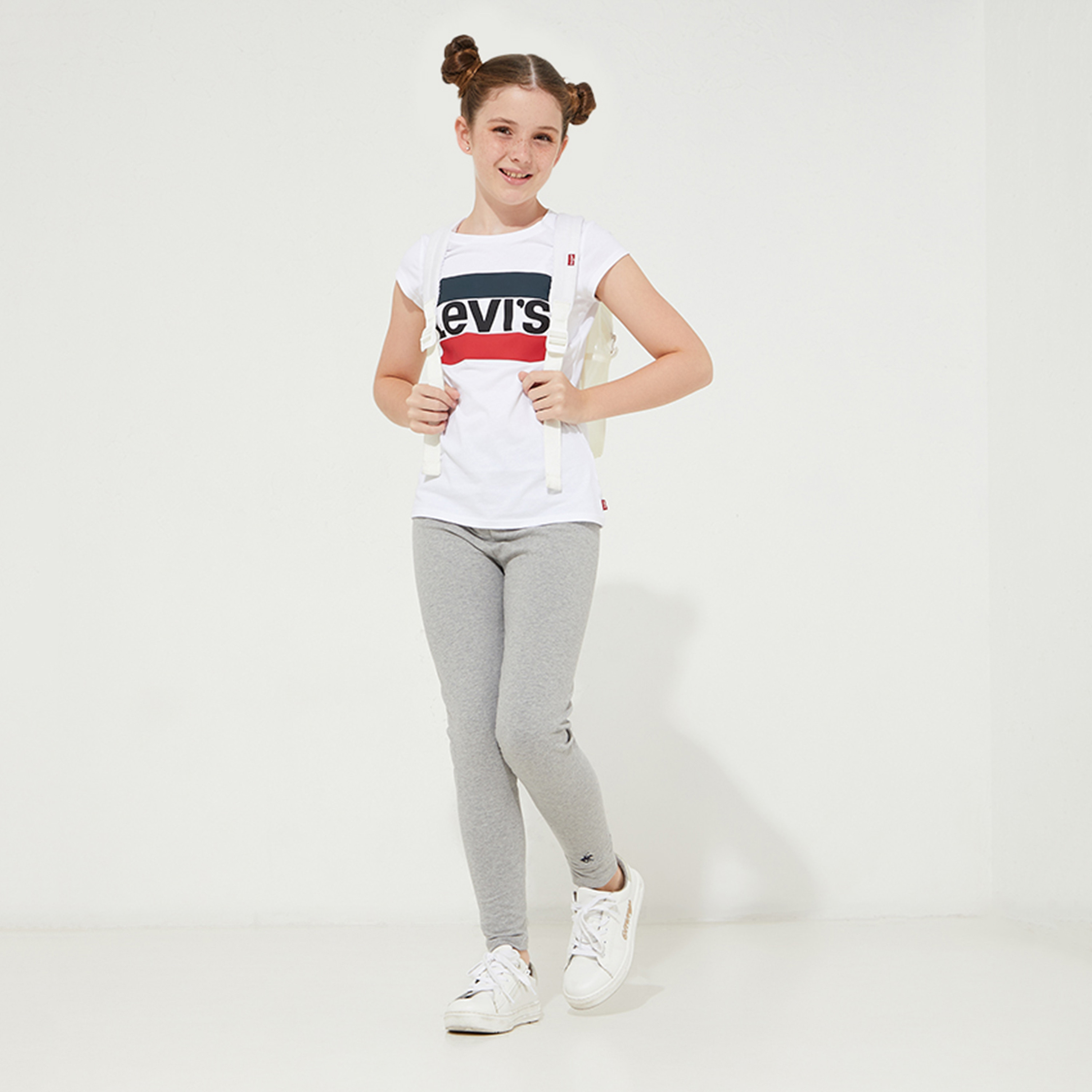 Levi's Girls White Printed Crew Neck Short Sleeves T-Shirt-girls-clothing-blousesandshirts-image-4